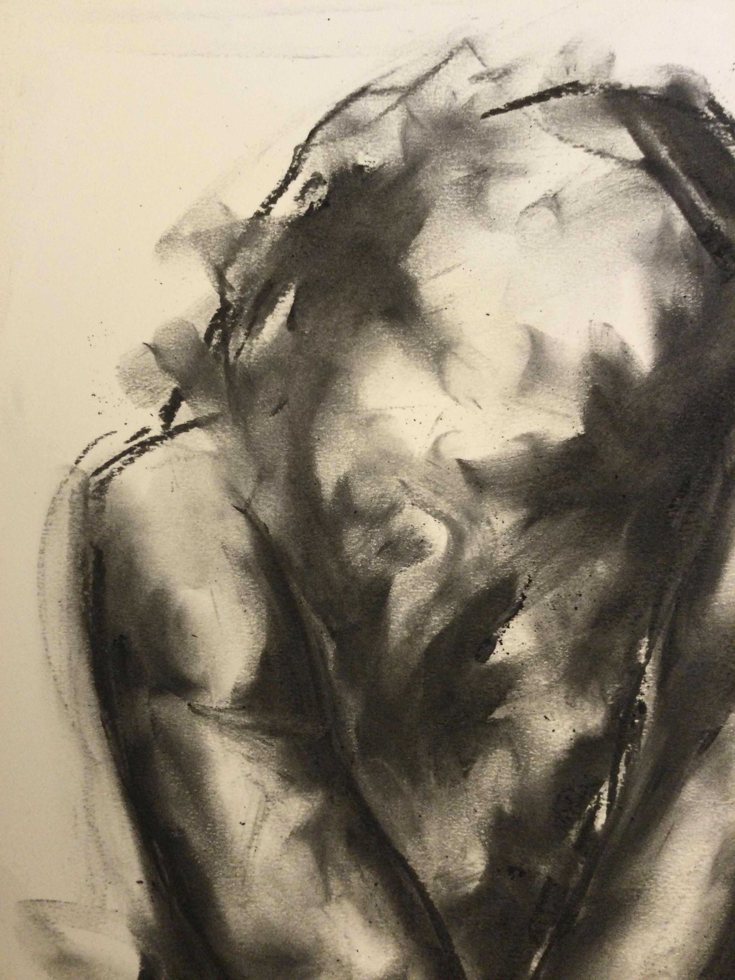 Thought, Drawing, Charcoal on Paper - Impressionist Art by James Shipton