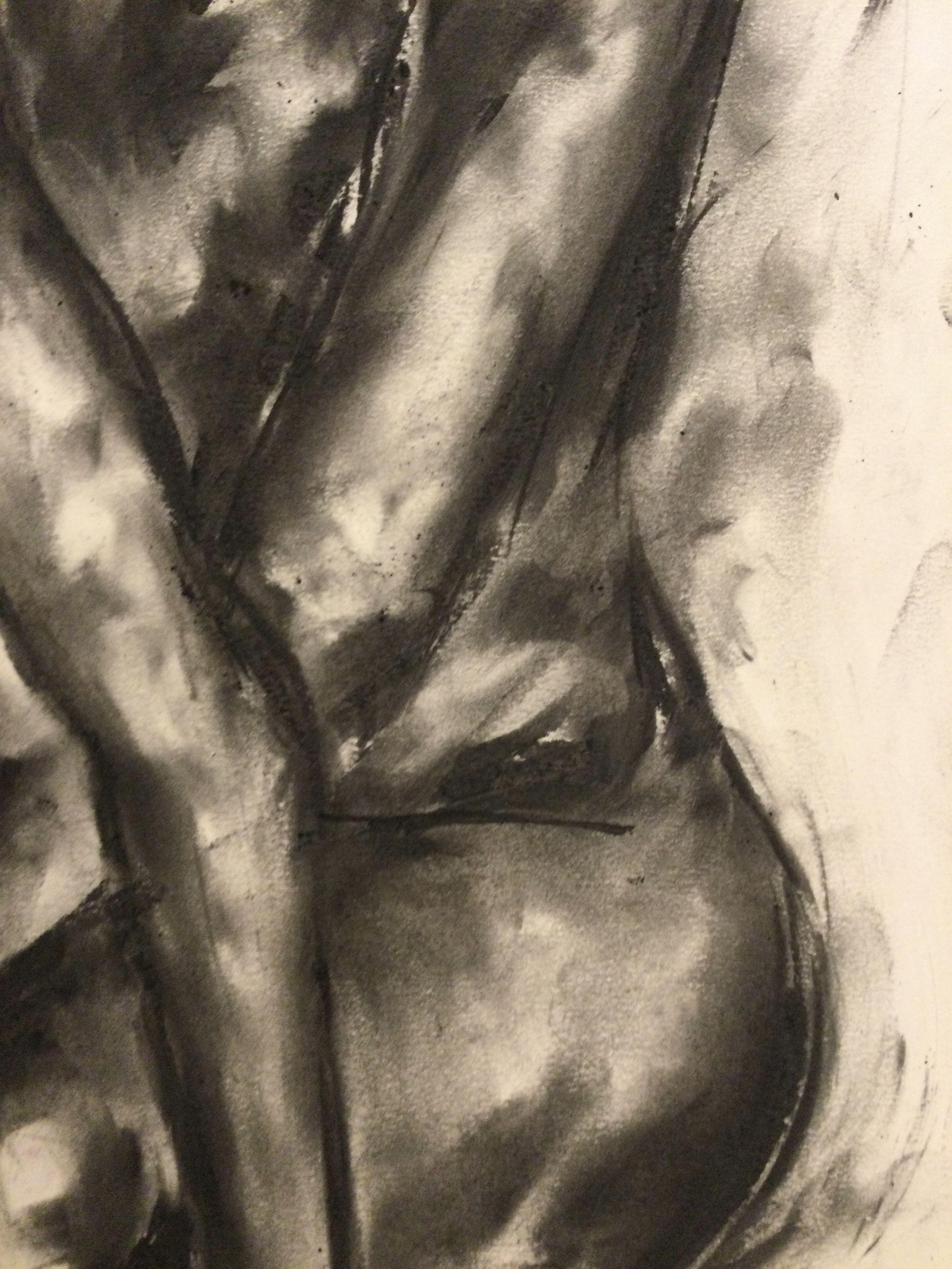 Thought, Drawing, Charcoal on Paper For Sale 1