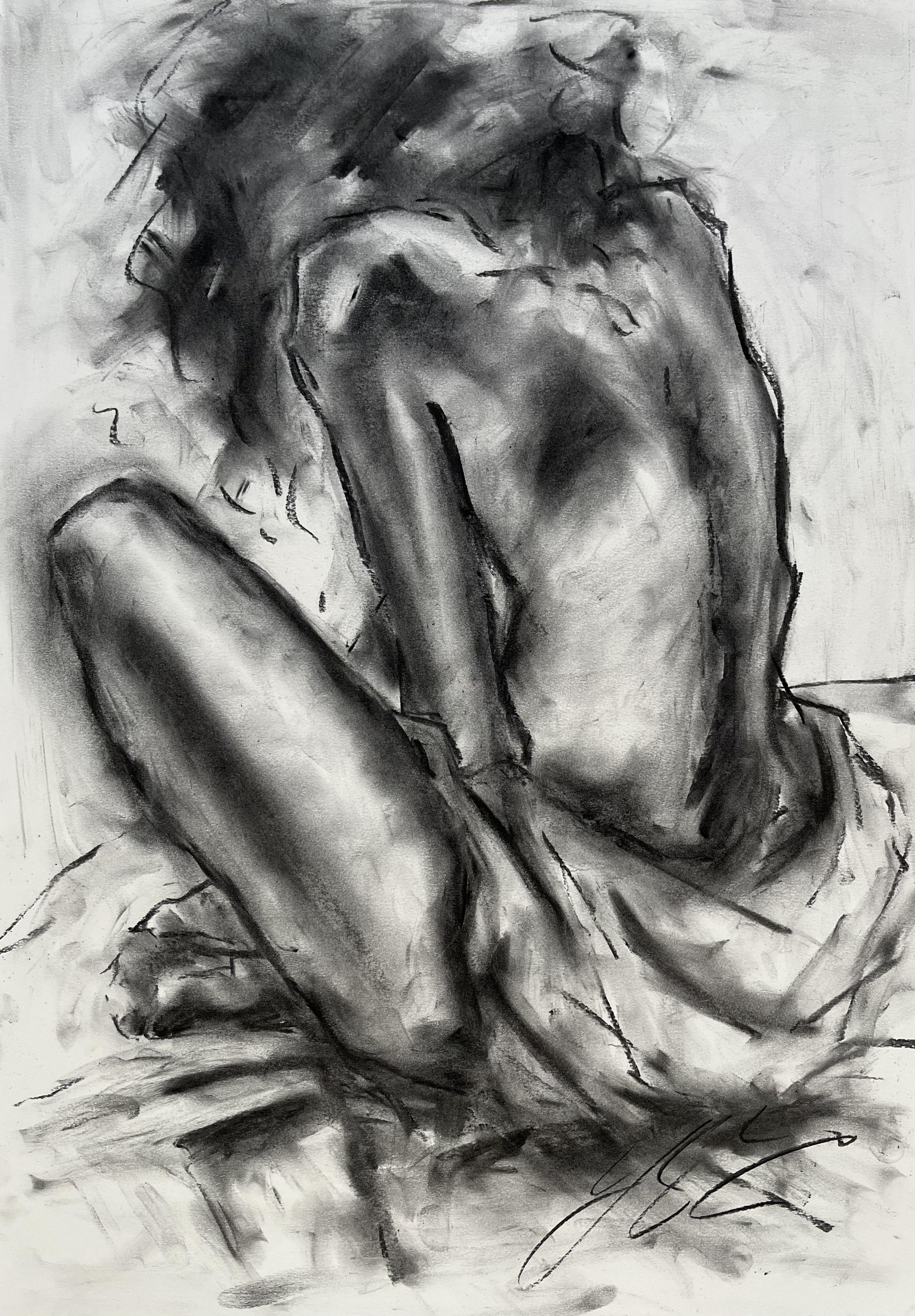 Why?, Drawing, Charcoal on Paper - Art by James Shipton