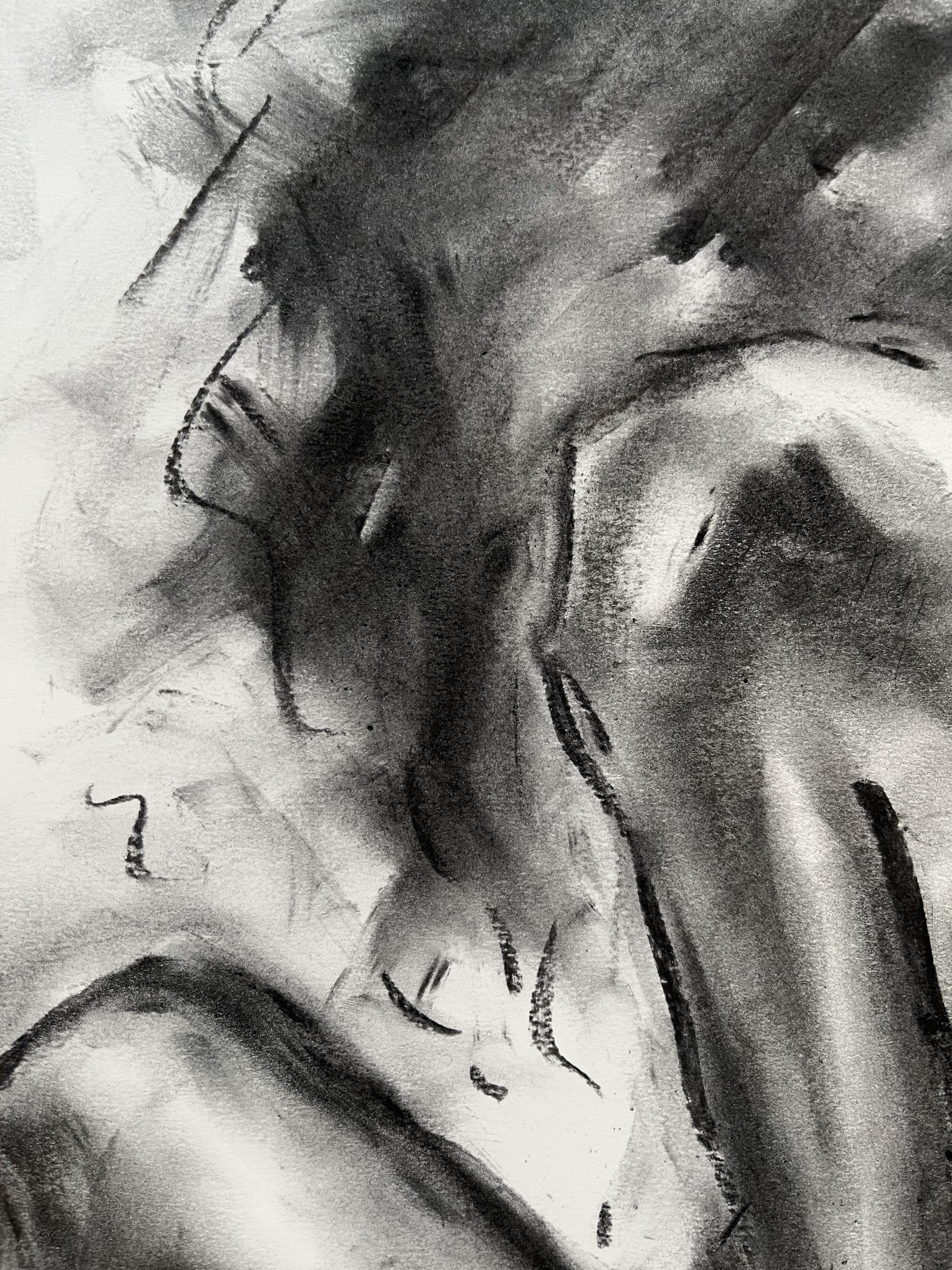 Original charcoal drawing on paper by James Shipton  My works are heavily influenced by the art work of Degas and Gustav Klimt.    My desire is to capture the beauty of the human form, whilst portraying human isolation. I achieve this through a