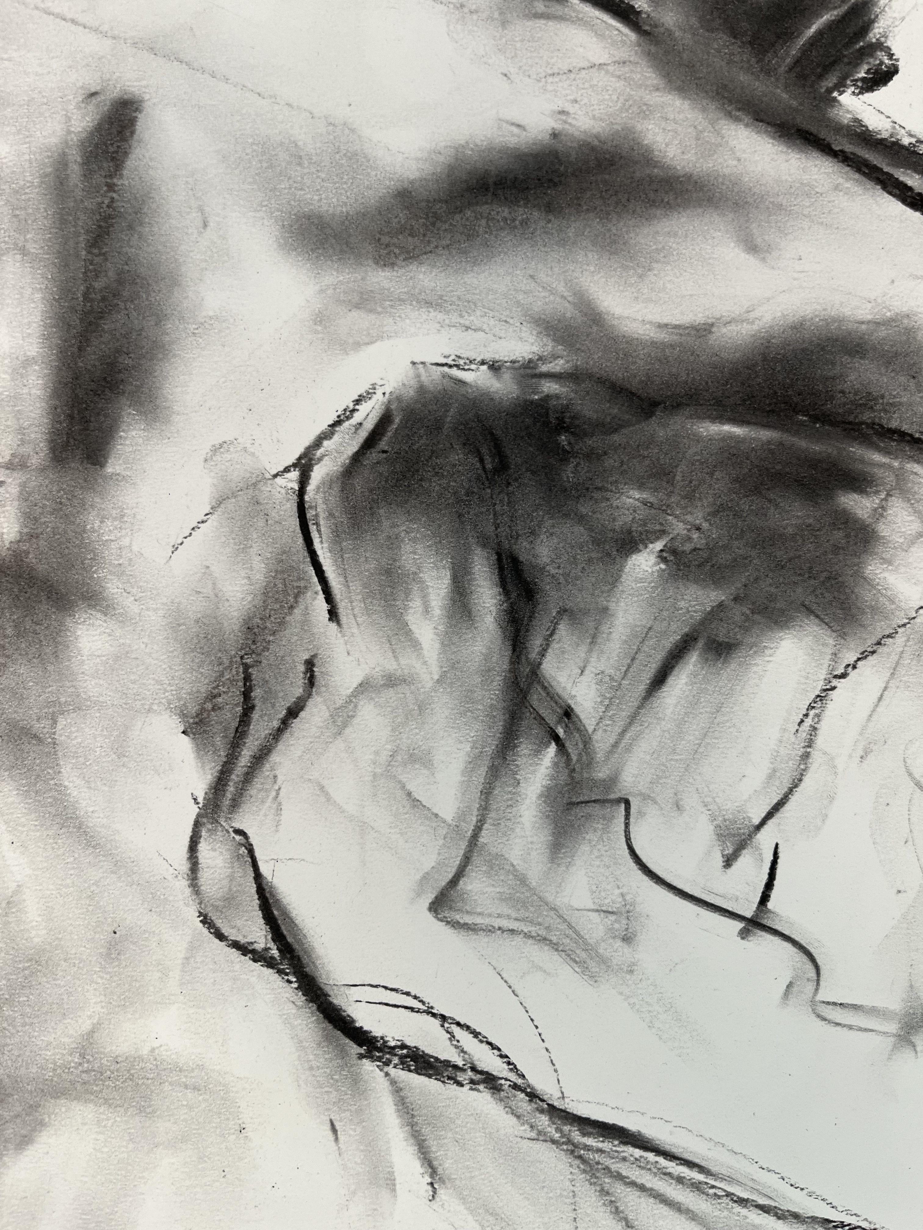 Shadows, Drawing, Charcoal on Paper For Sale 1