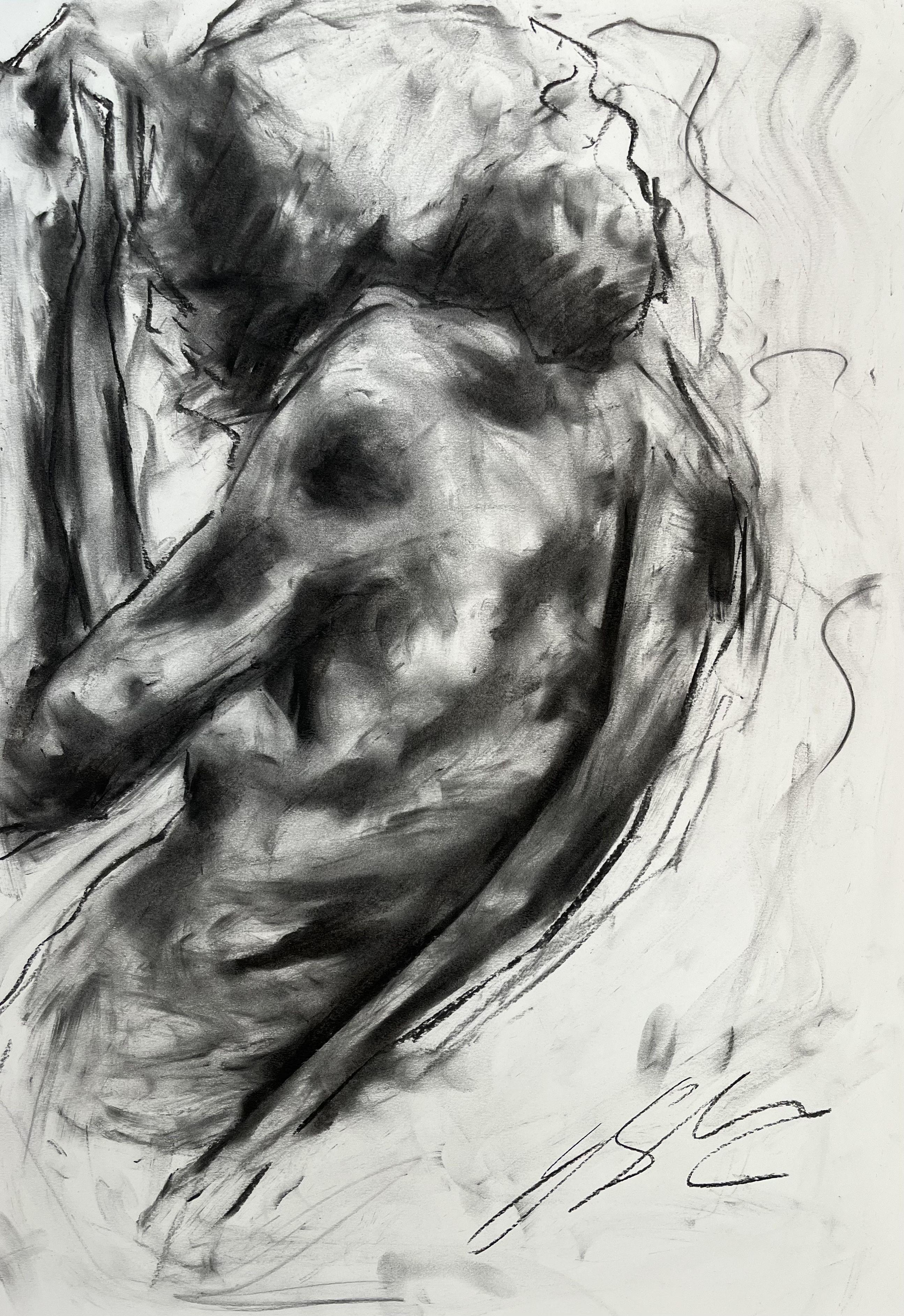 CrackâEs, Drawing, Charcoal on Paper - Art by James Shipton