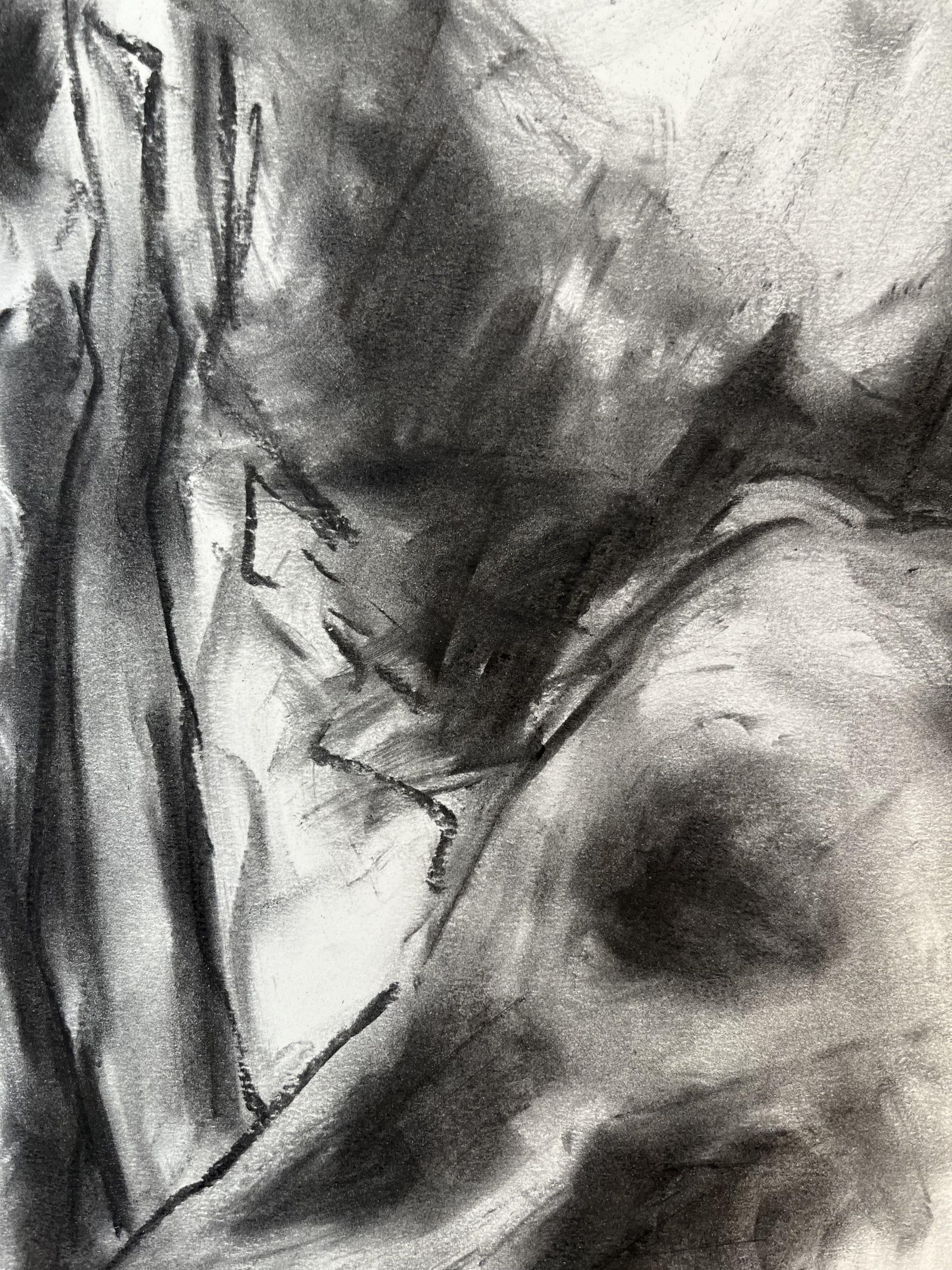 CrackâEs, Drawing, Charcoal on Paper - Impressionist Art by James Shipton