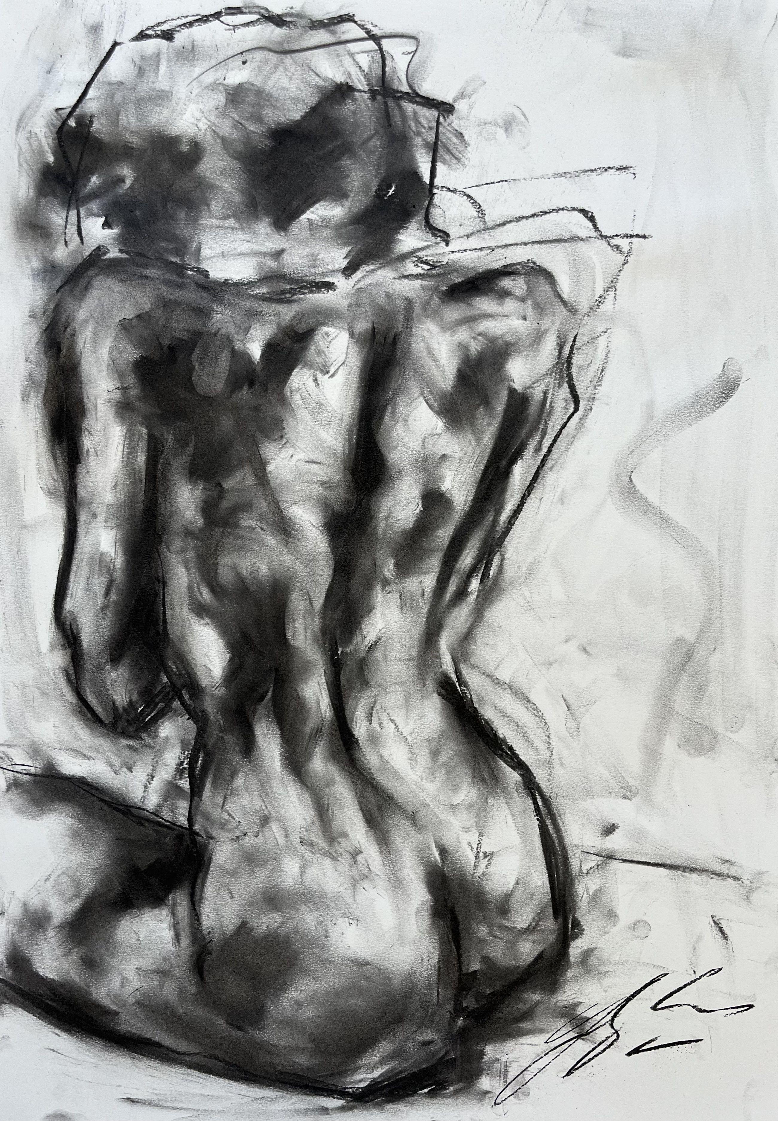 Shock, Drawing, Charcoal on Paper - Art by James Shipton