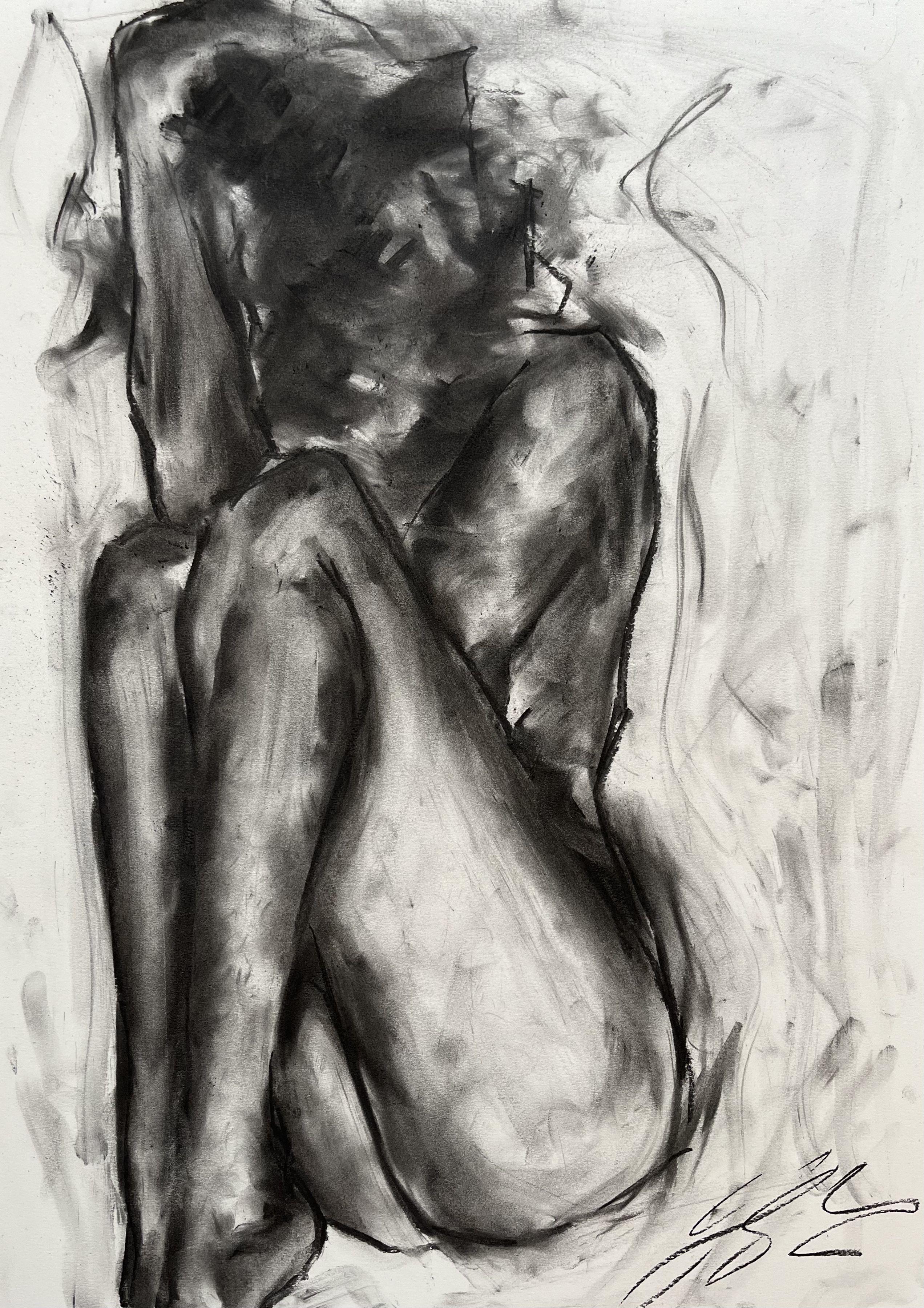 Thoughts, Drawing, Charcoal on Paper - Art by James Shipton