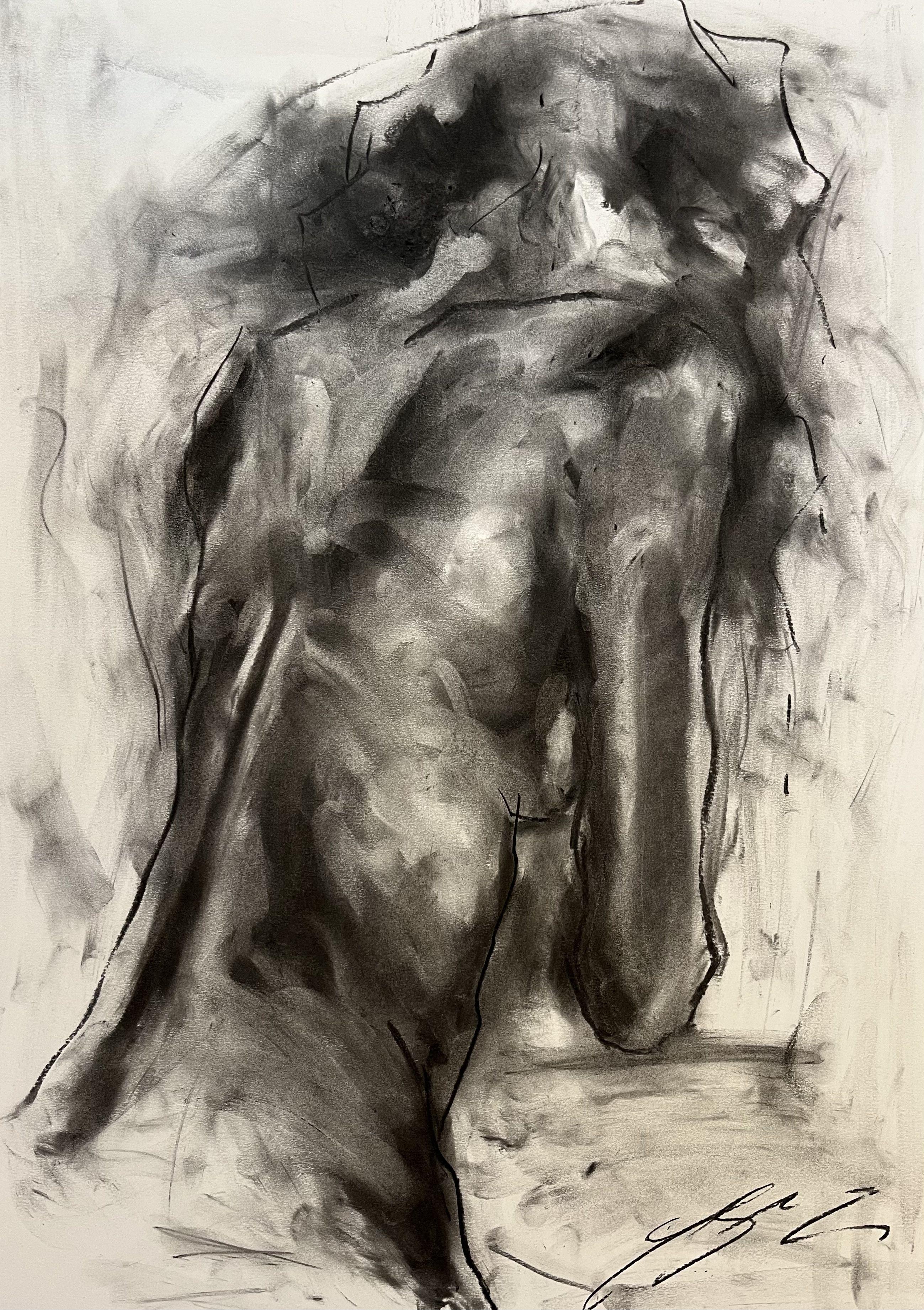 Hold On, Drawing, Charcoal on Paper - Art by James Shipton