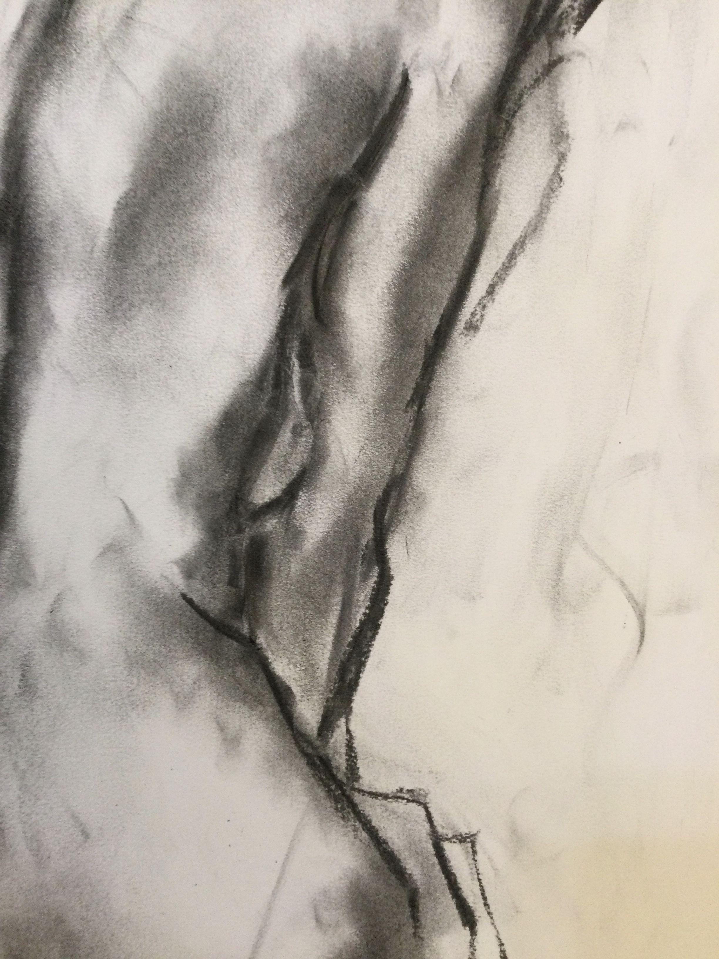 Not At Home, Drawing, Charcoal on Paper For Sale 1