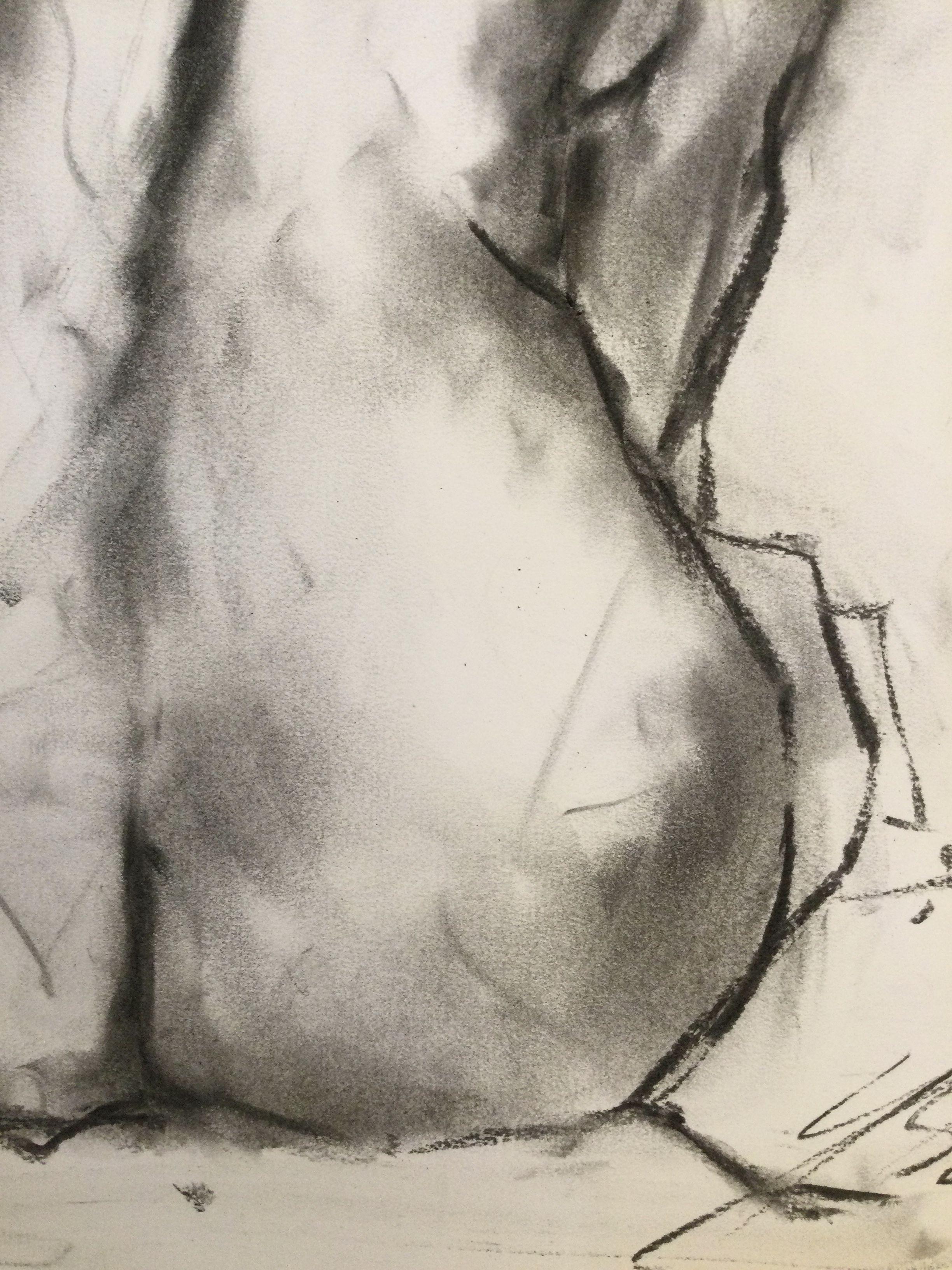 Not At Home, Drawing, Charcoal on Paper For Sale 2