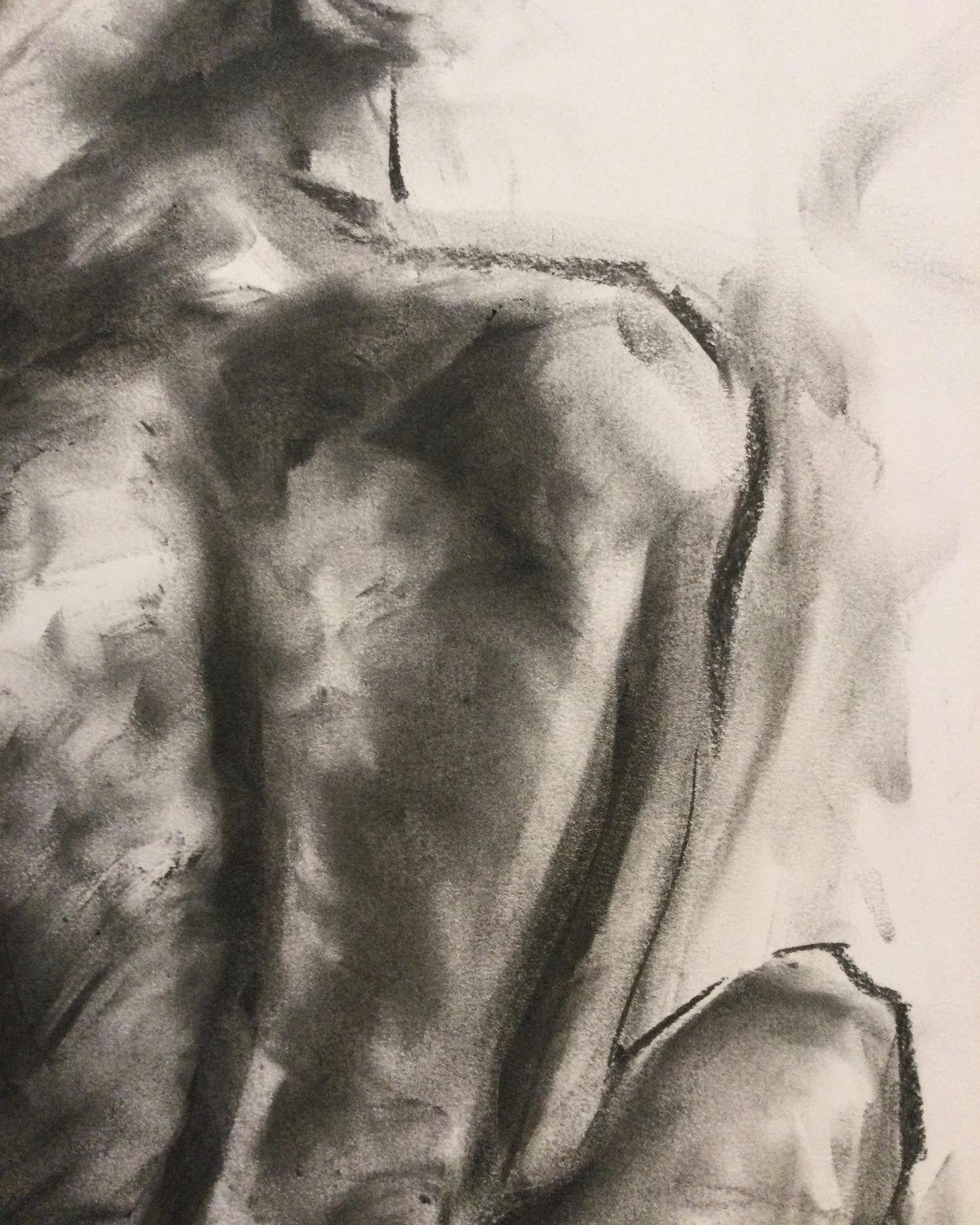 Original charcoal drawing on paper by James Shipton  My works are heavily influenced by the art work of Degas and Gustav Klimt.    My desire is to capture the beauty of the human form, whilst portraying human isolation. I achieve this through a