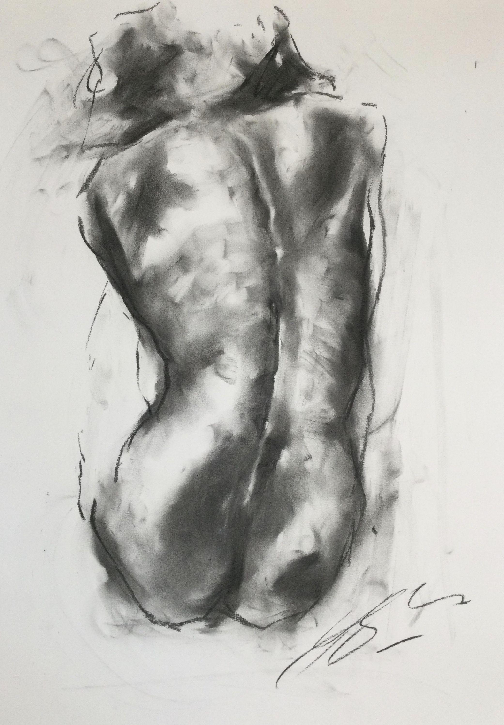 Undone, Drawing, Charcoal on Paper - Art by James Shipton