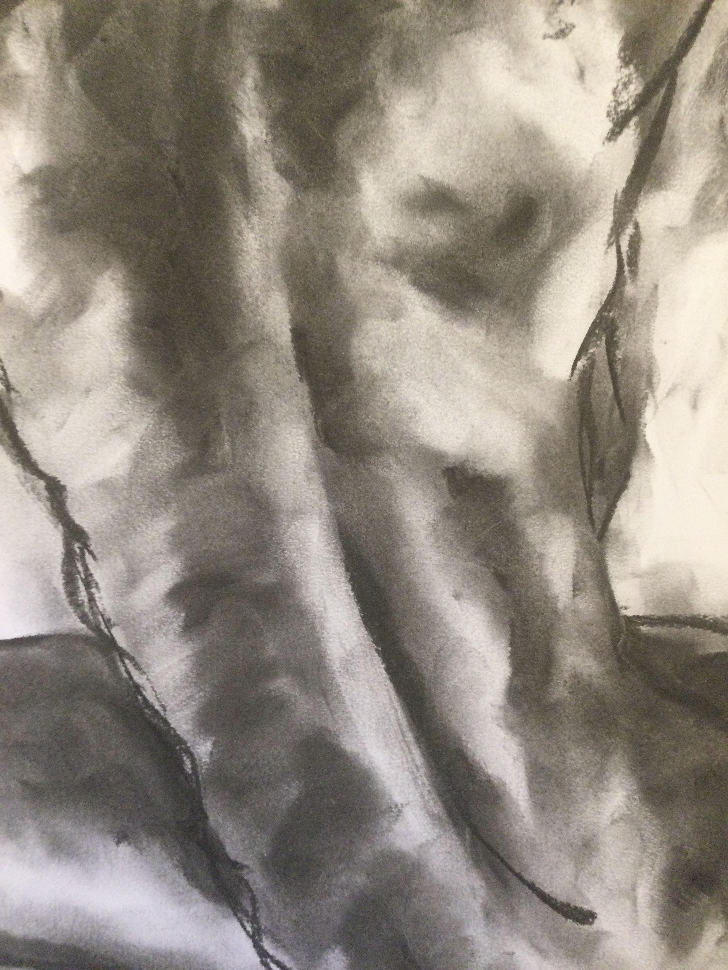 Leap Of Faith, Drawing, Charcoal on Paper For Sale 1