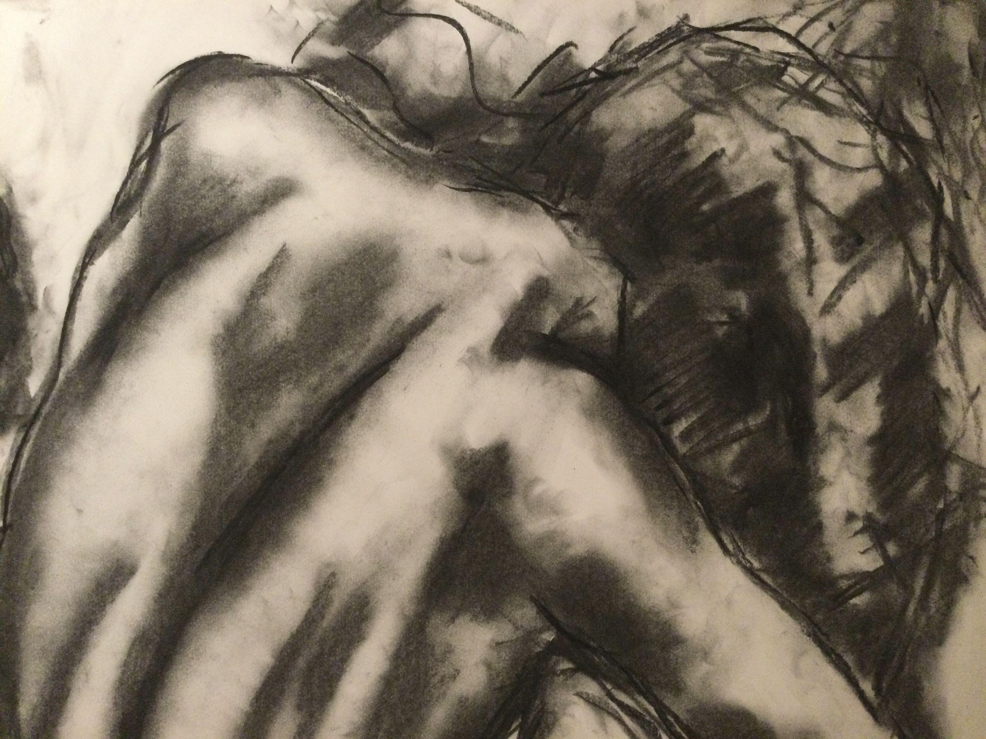 Sirenâes Song, Drawing, Charcoal on Paper - Impressionist Art by James Shipton