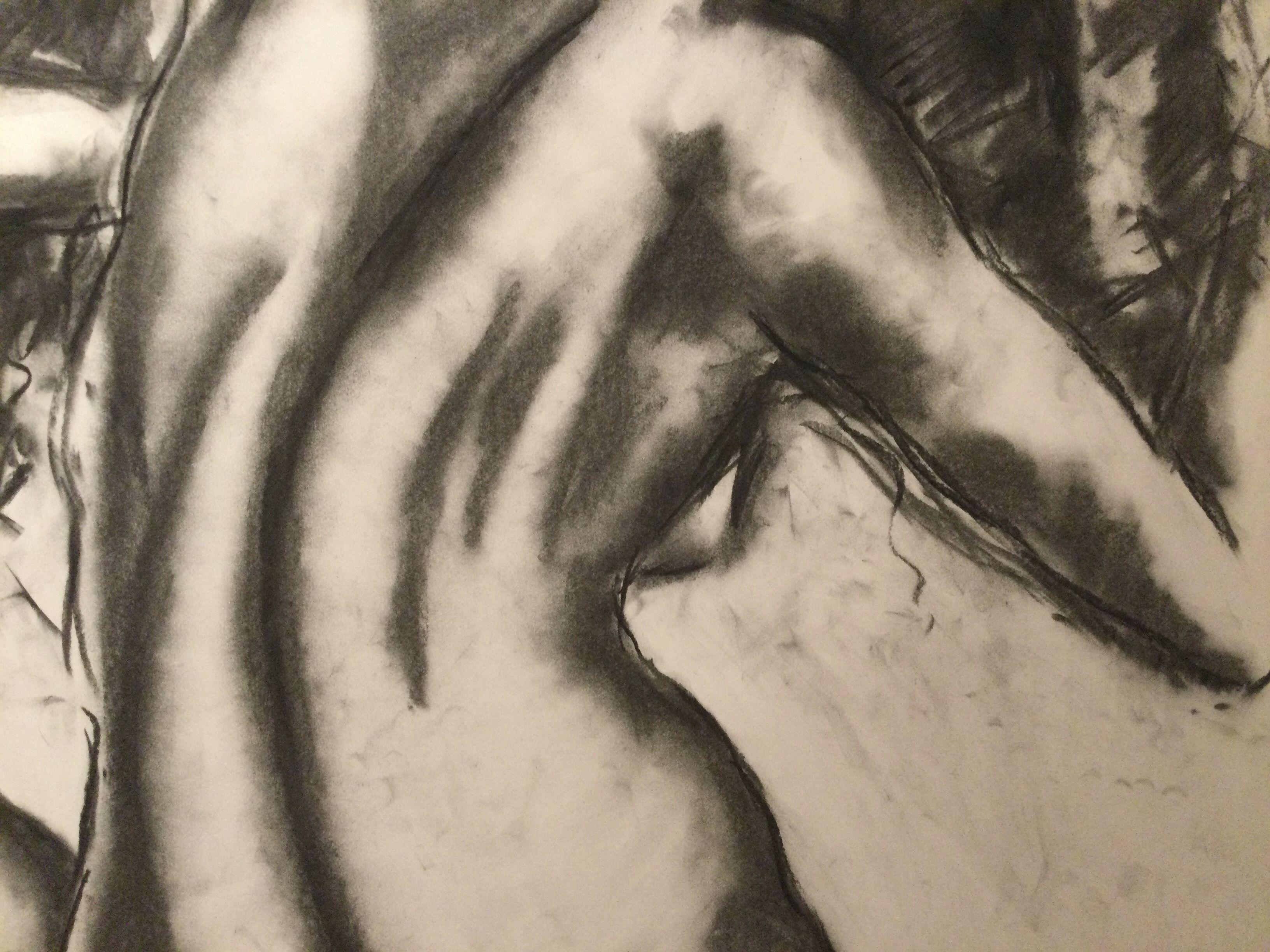 Sirenâes Song, Drawing, Charcoal on Paper For Sale 1
