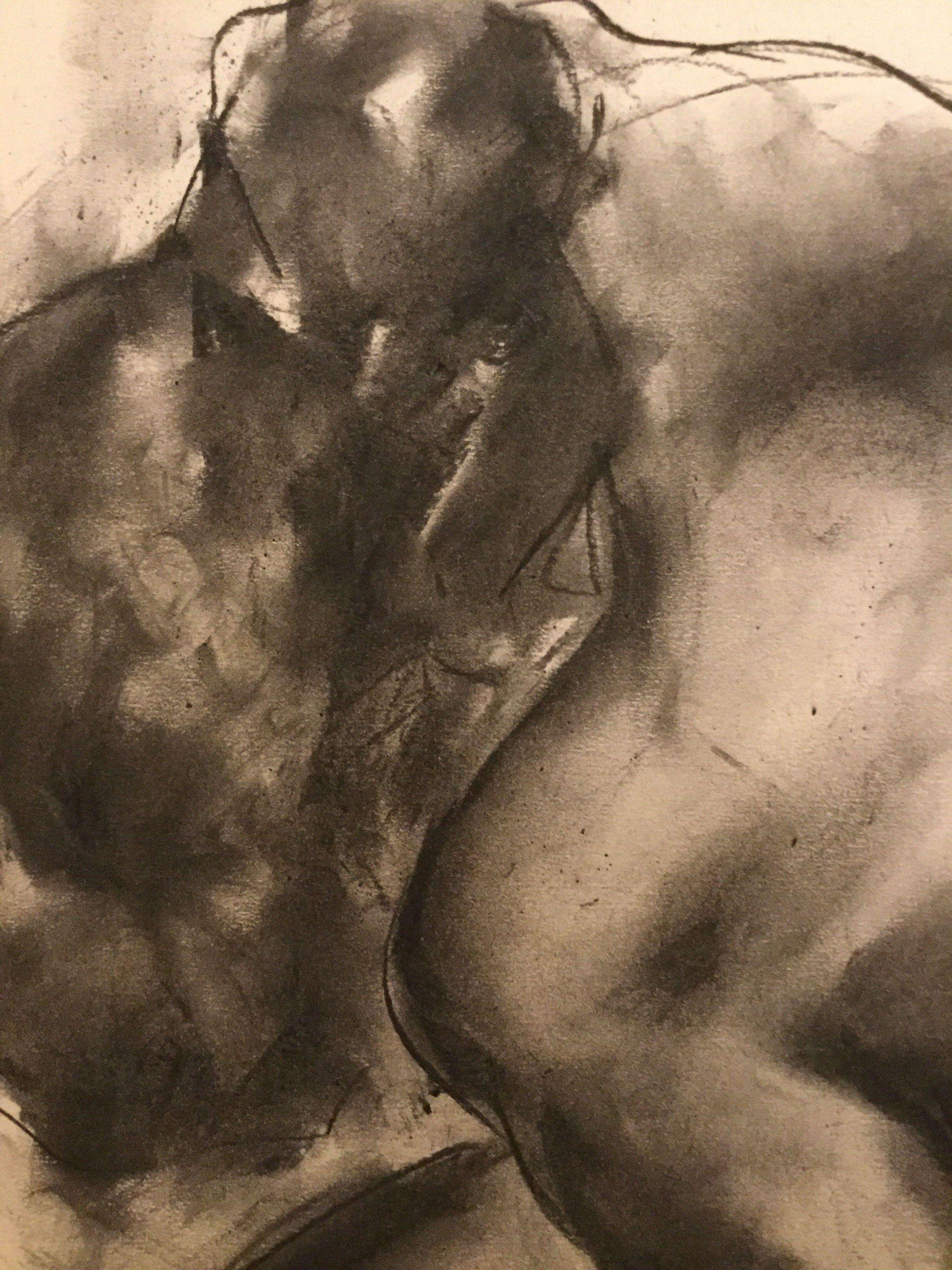 Answers?, Drawing, Charcoal on Paper - Impressionist Art by James Shipton