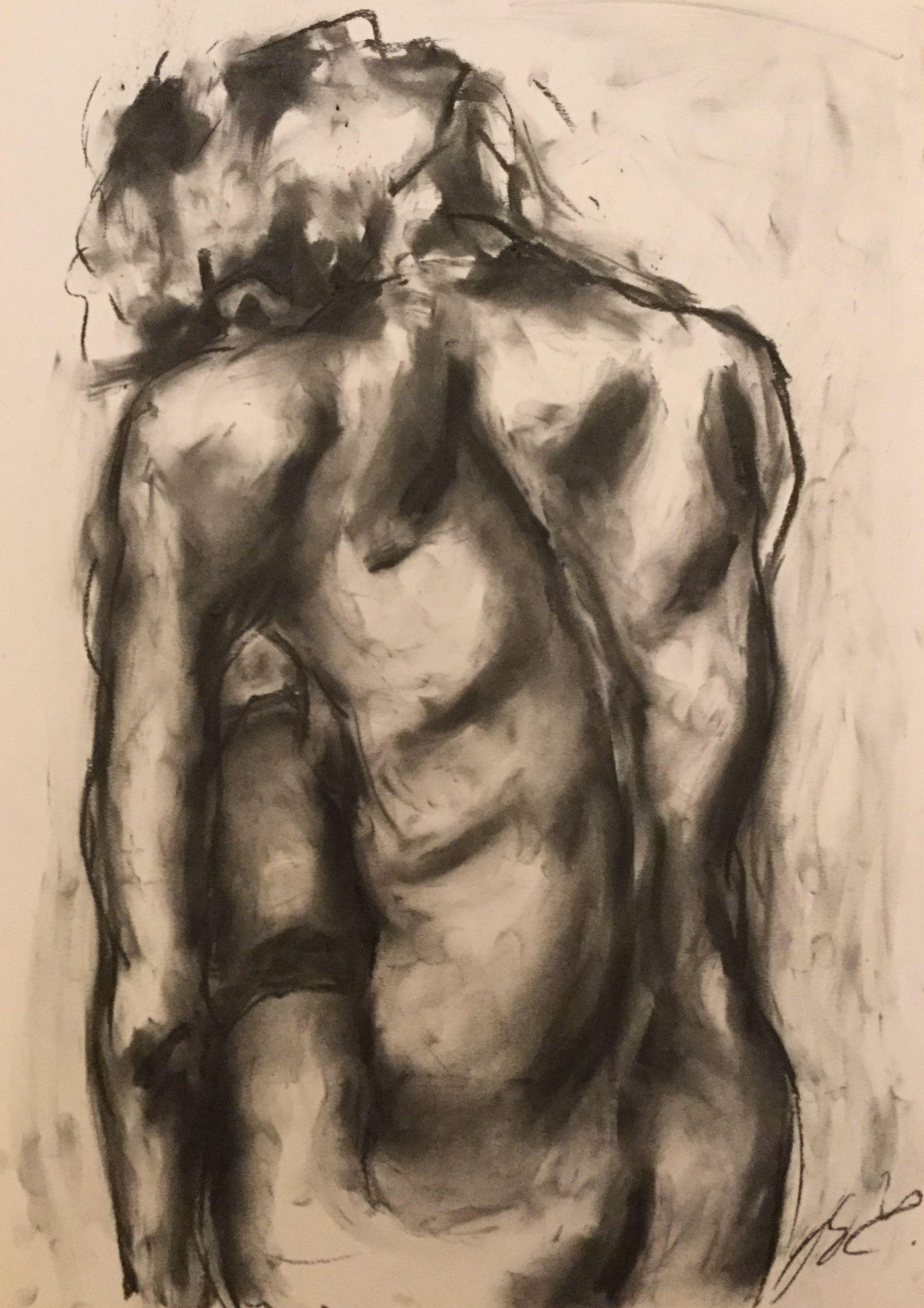 Finally, Drawing, Charcoal on Paper - Art by James Shipton