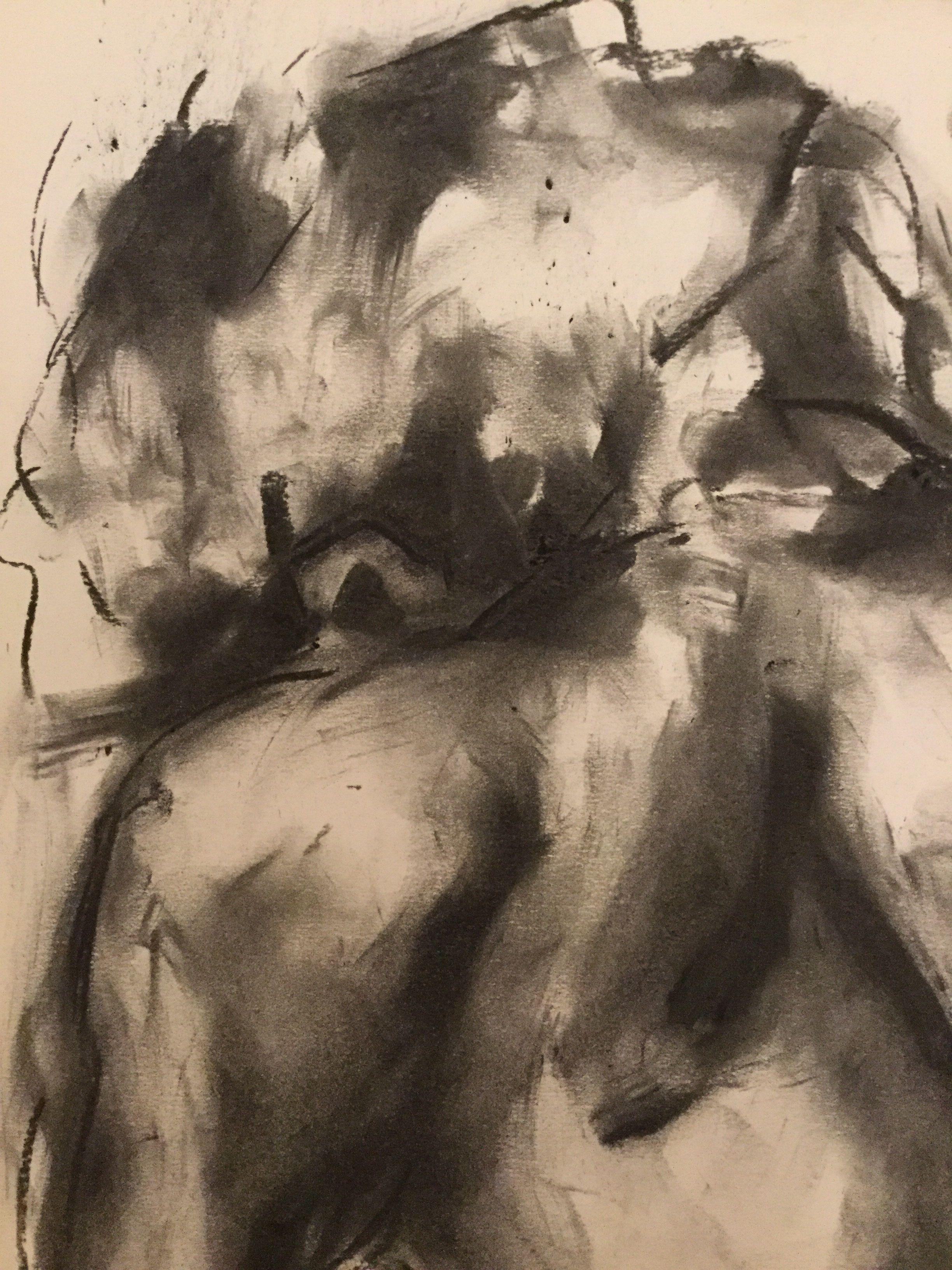 Finally, Drawing, Charcoal on Paper - Impressionist Art by James Shipton