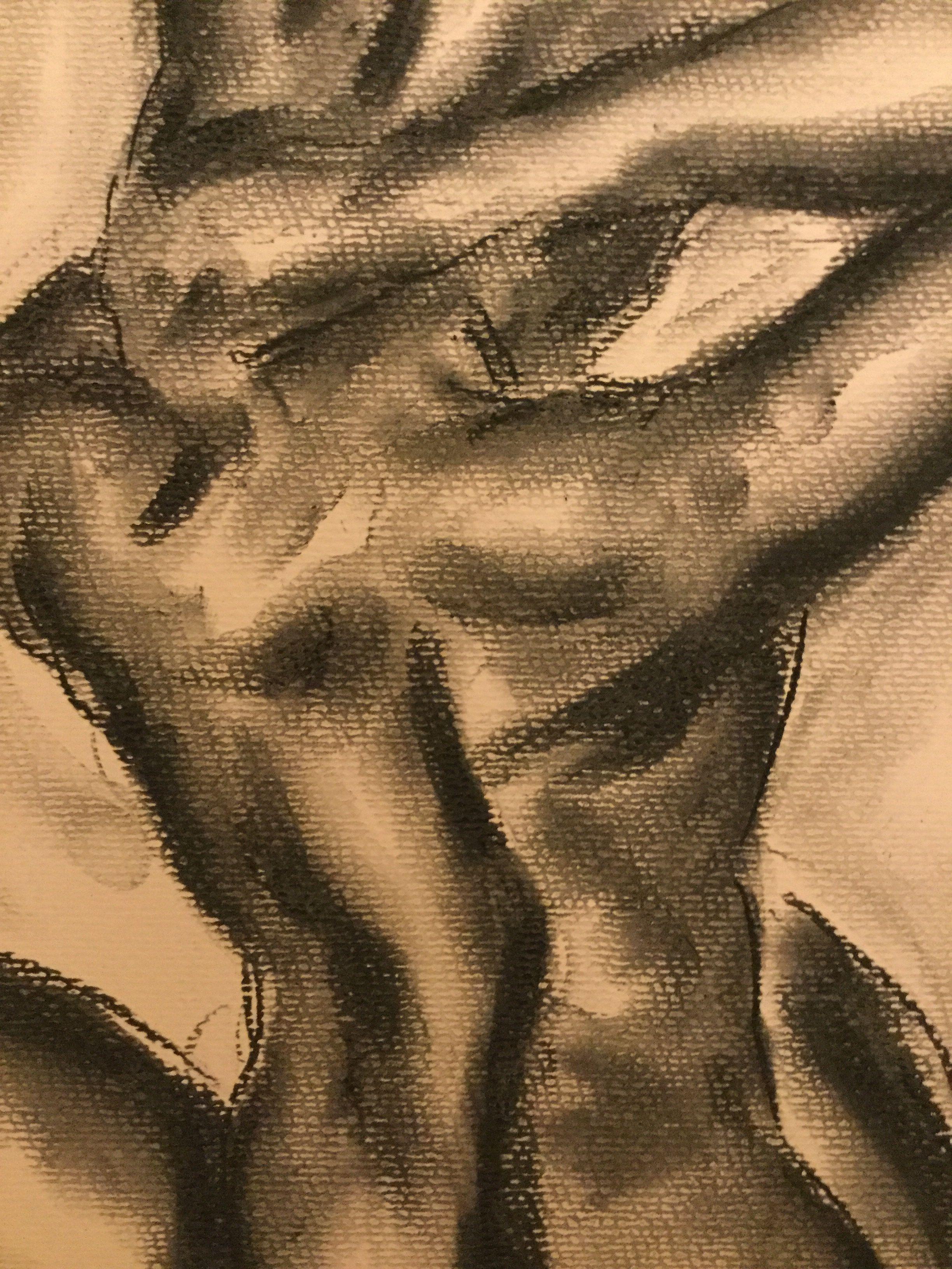 Original-Holzkohlezeichnung auf Papier von James Shipton  Meine Werke sind stark von der Kunst von Degas und Gustav Klimt beeinflusst.  Mein Wunsch ist es, die Schönheit der weiblichen menschlichen Form einzufangen und gleichzeitig die menschliche