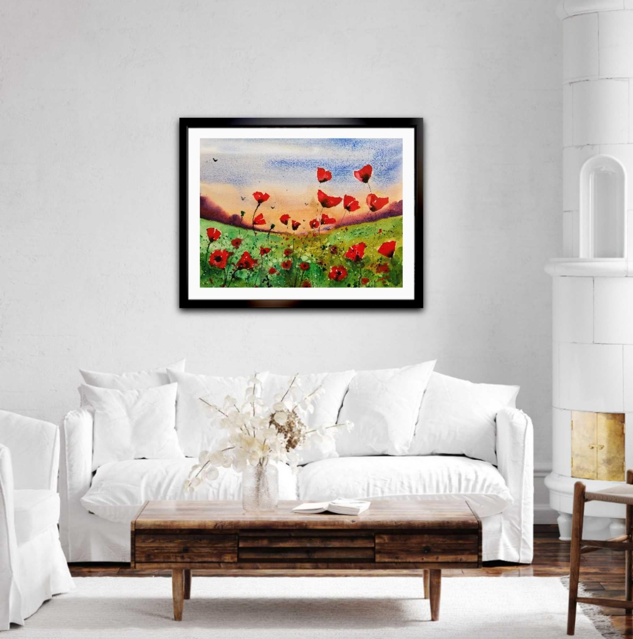 Poppy Fields, Painting, Watercolor on Watercolor Paper - Contemporary Art by Jim Lagasse