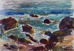 Malibu rocks #1, Painting, Watercolor on Watercolor Paper