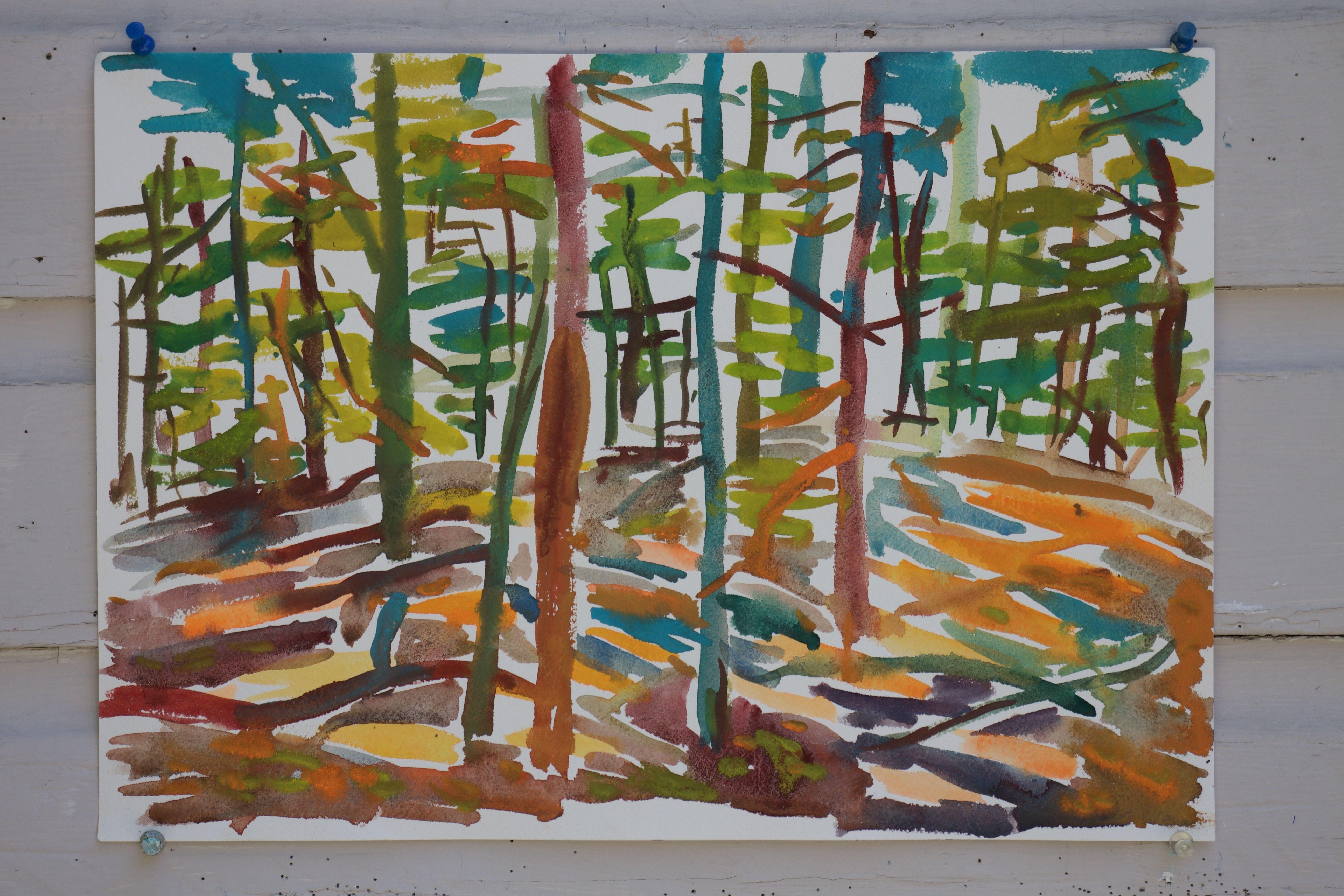 Ox-Bow wood's number 2, Painting, Watercolor on Watercolor Paper - Impressionist Art by John Kilduff