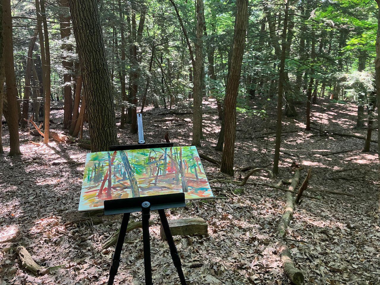 Plein air watercolor of the woods at Ox-Bow in Saugatuck, MI. :: Painting :: Impressionist :: This piece comes with an official certificate of authenticity signed by the artist :: Ready to Hang: No :: Signed: Yes :: Signature Location: on the back