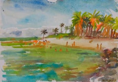 Beach d'El Escambron, peinture, aquarelle sur papier aquarelle
