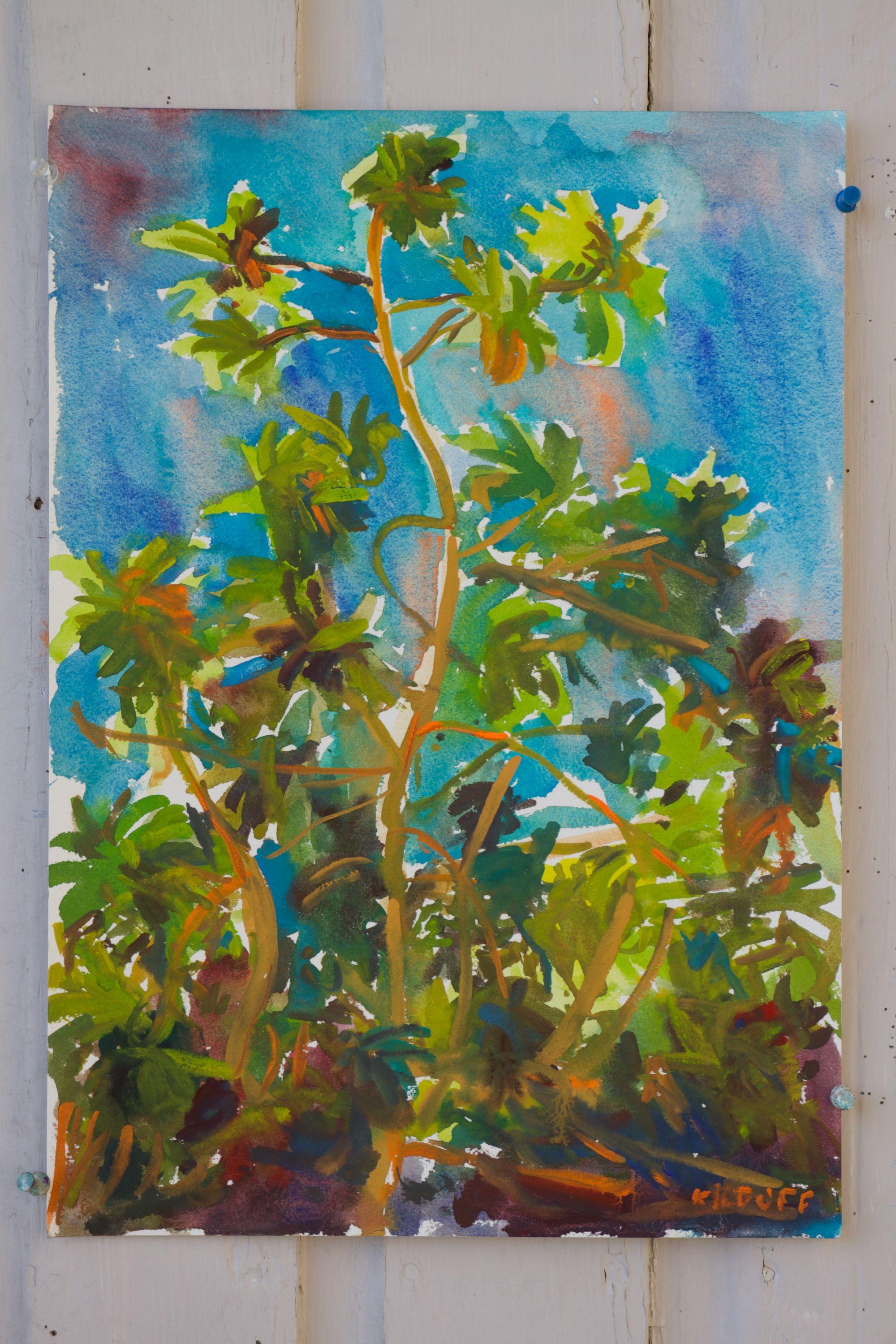 Panapenbaum, Gemälde, Aquarell auf Papier (Impressionismus), Art, von John Kilduff