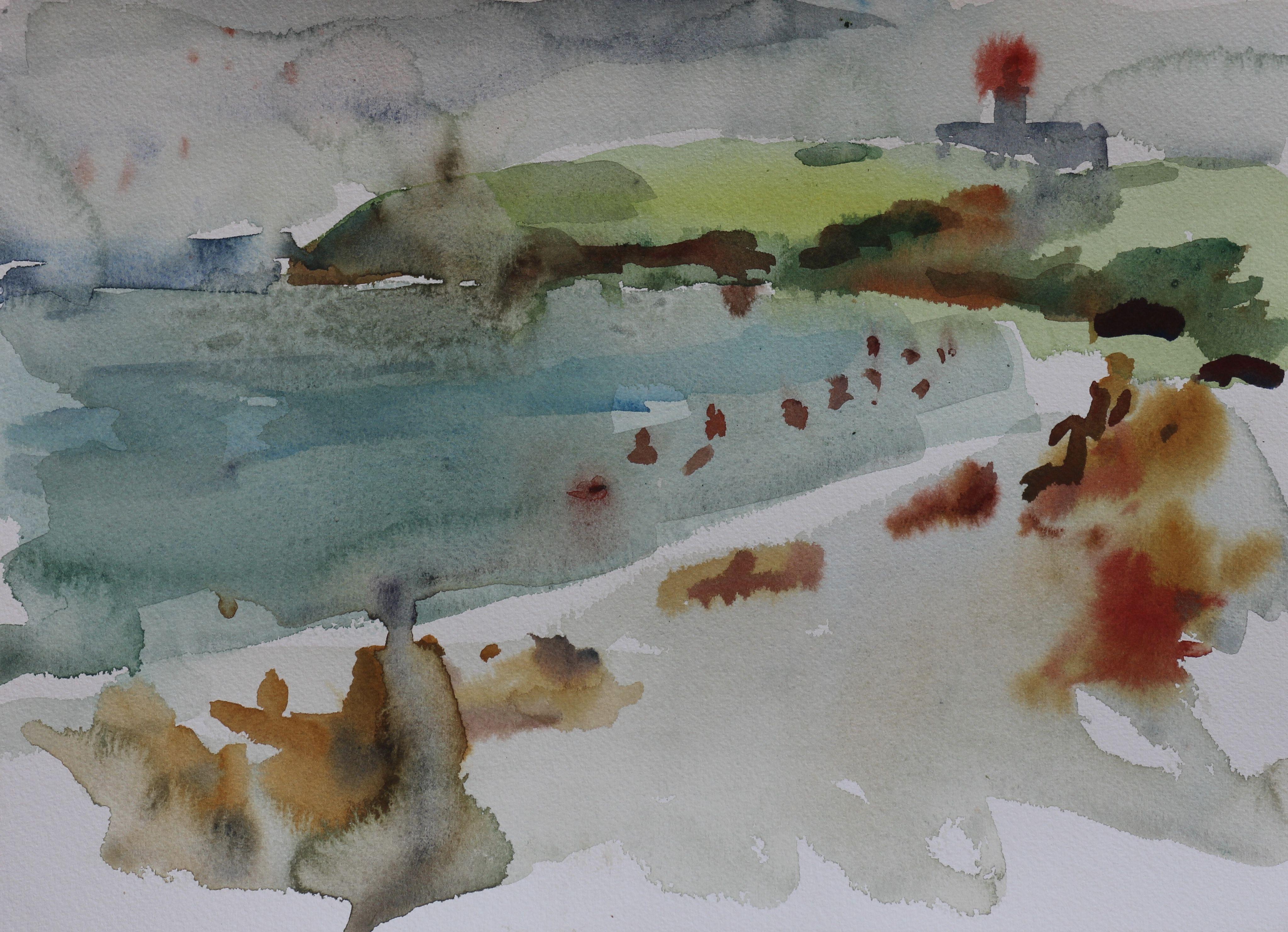 Último día antes del toque de queda, La Playuela Cabo Rojo PR, Pintura, Acuarela sobre acuarela - Art de John Kilduff