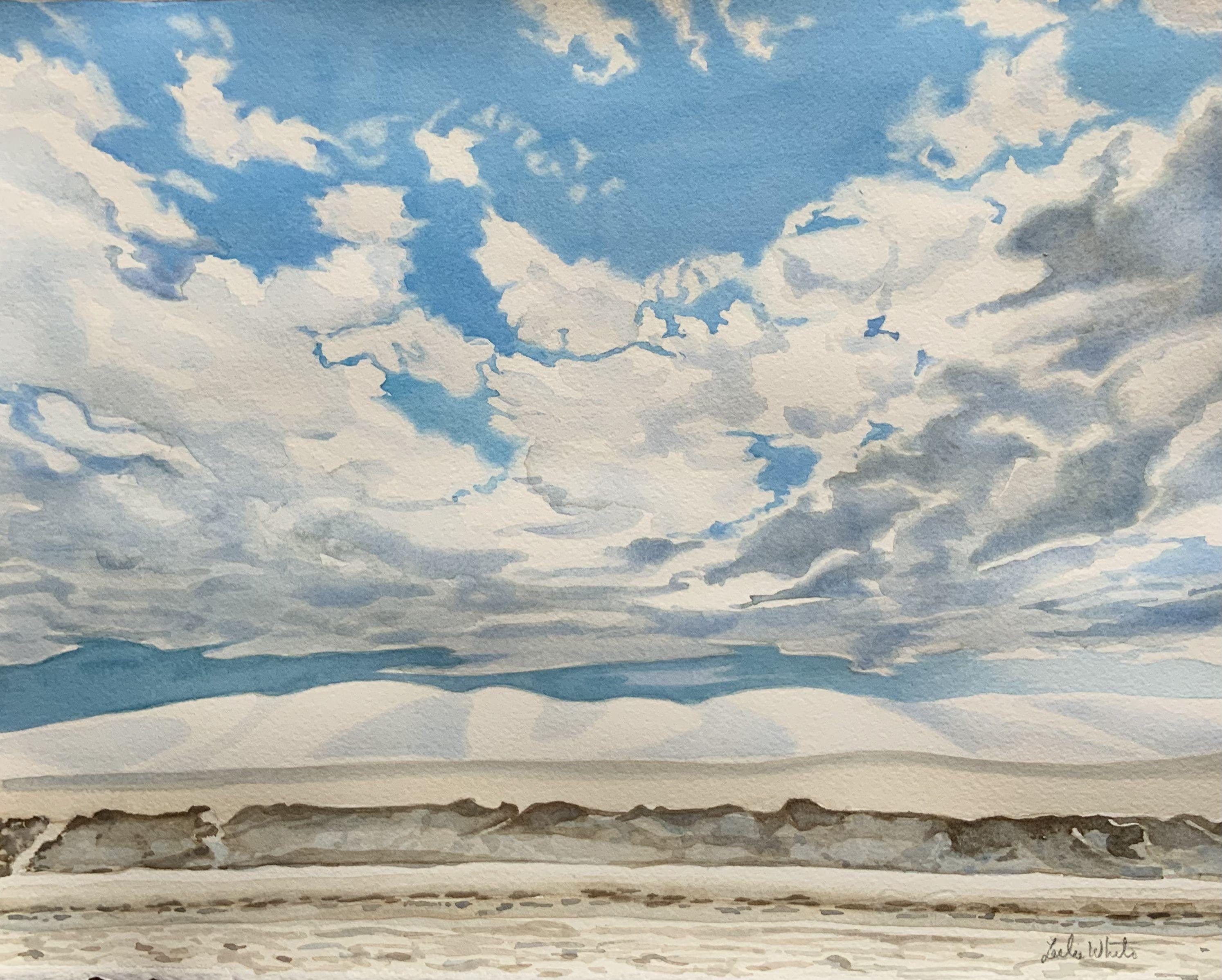 White Sands Road, Painting, Watercolor on Watercolor Paper - Art by Leslie White