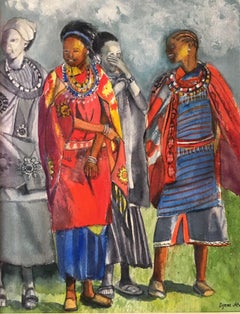 Masai Women, Painting, Watercolor on Watercolor Paper