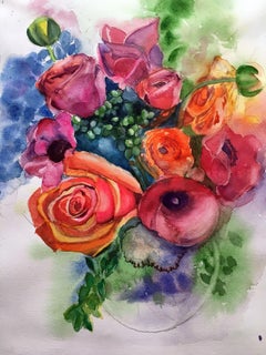 Fantasy Flowers, Painting, Watercolor on Paper