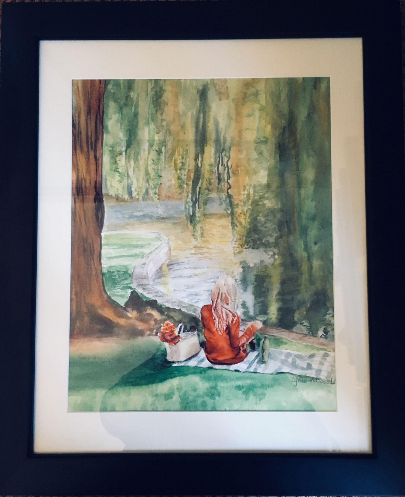 Lauren im öffentlichen Garten, Gemälde, Aquarell auf Aquarellpapier (Realismus), Art, von Lynne Atwood