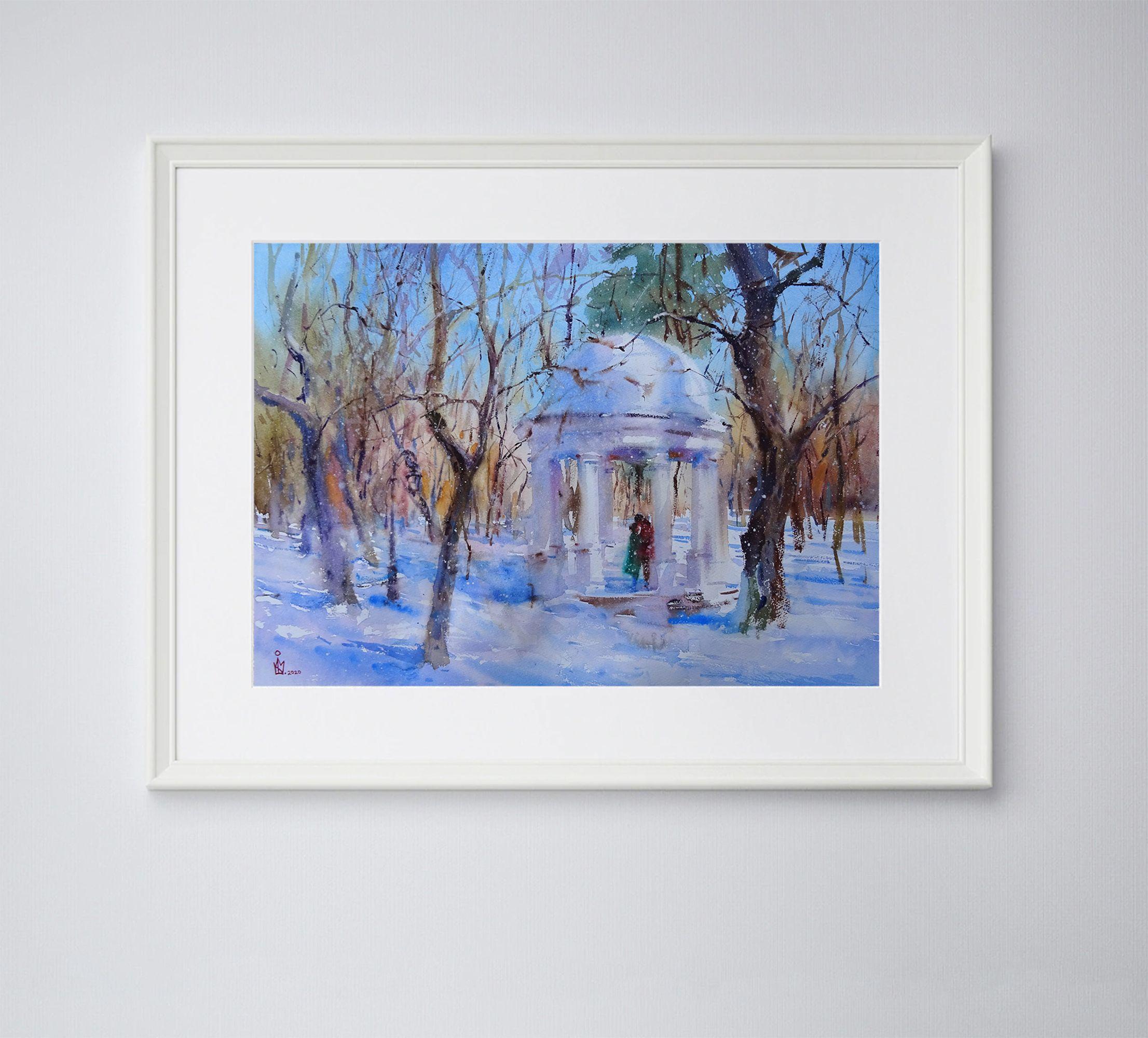 « Grendézvous », peinture, aquarelle sur papier aquarelle - Impressionnisme Art par Maksym Kisilov