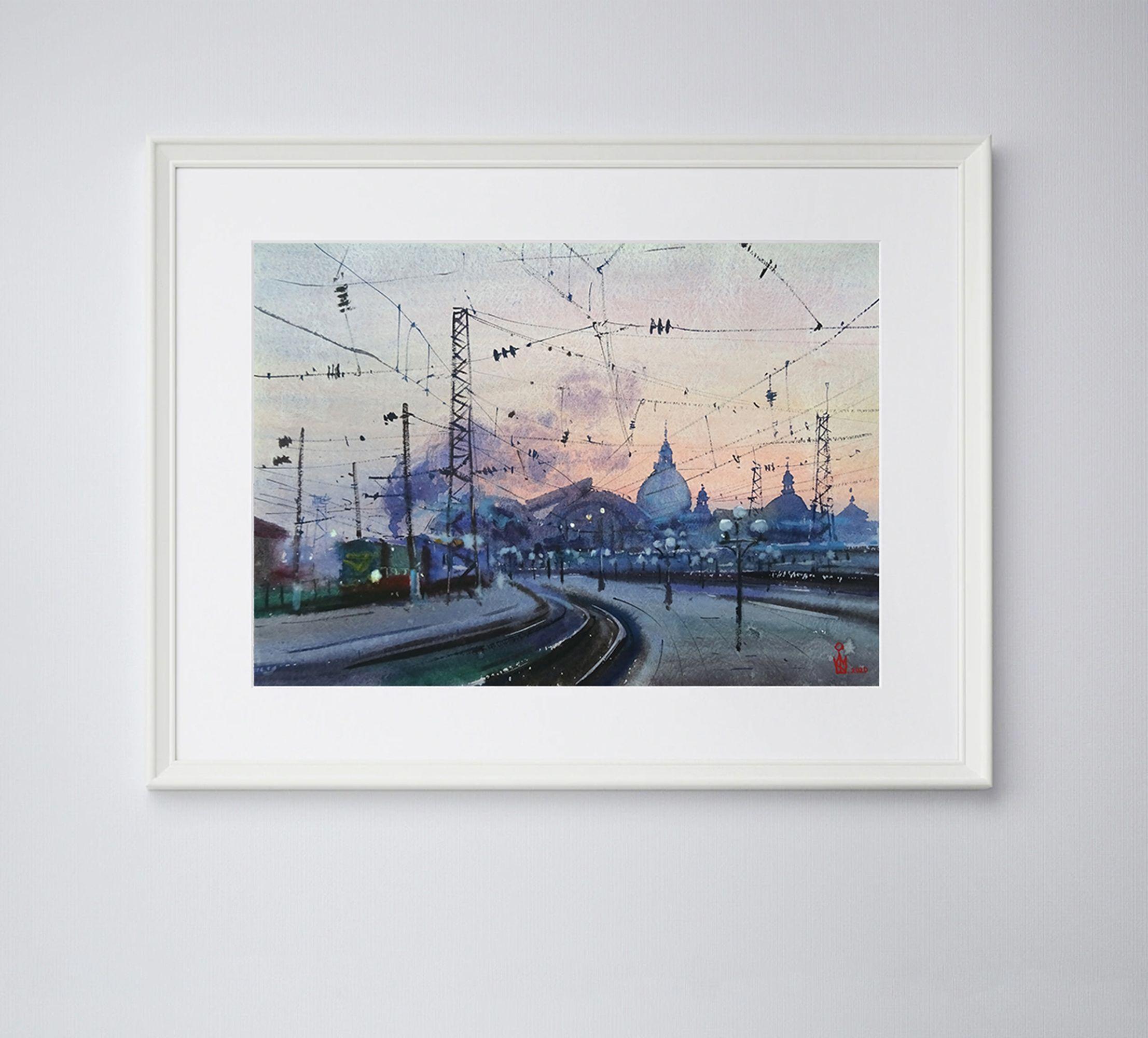 ''Travel'', Painting, Watercolor on Watercolor Paper - Impressionist Art by Maksym Kisilov
