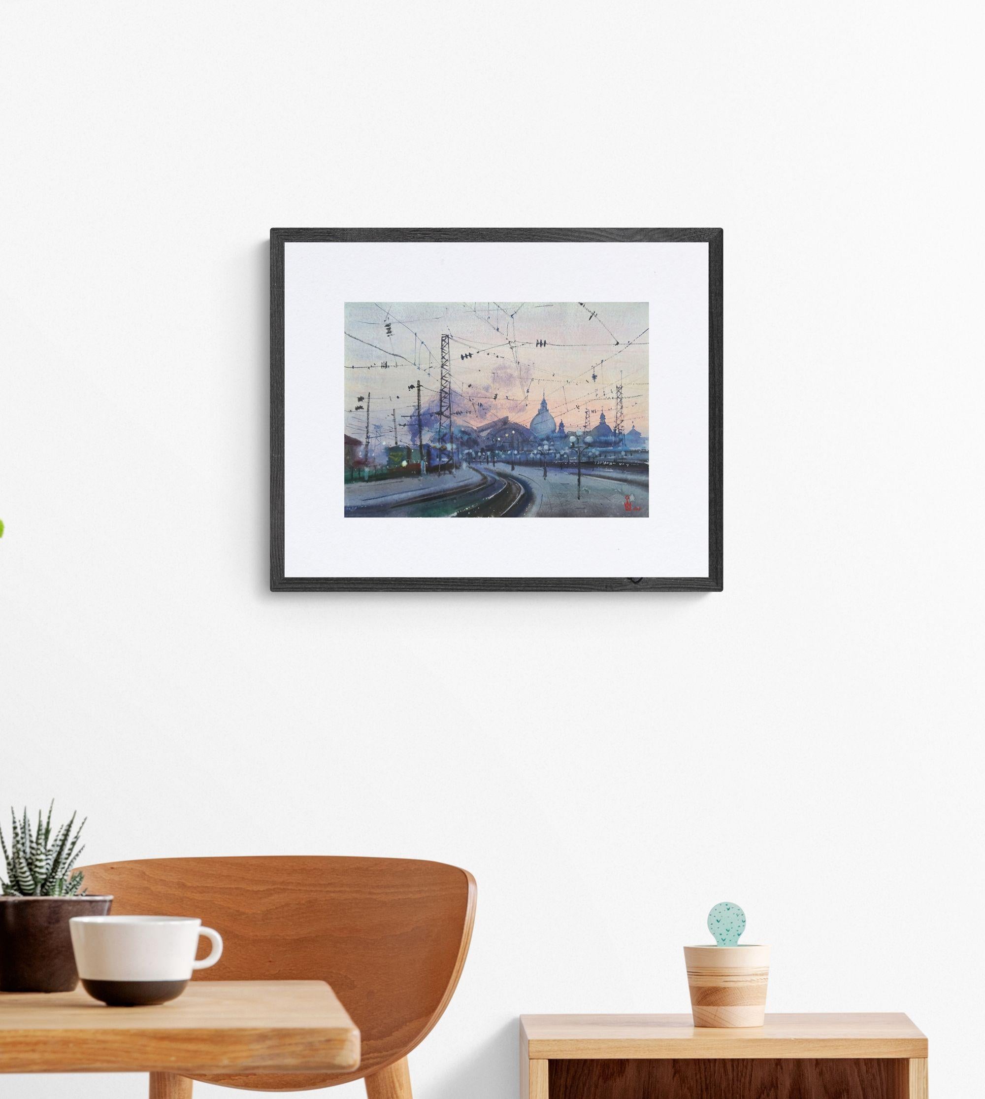 Excellent piece of original art.  Handmade Signed Painting.  Original watercolor painting by Ukrainian artist Maksym Kisilov    Title: ''Travel''  Size: 11.4
