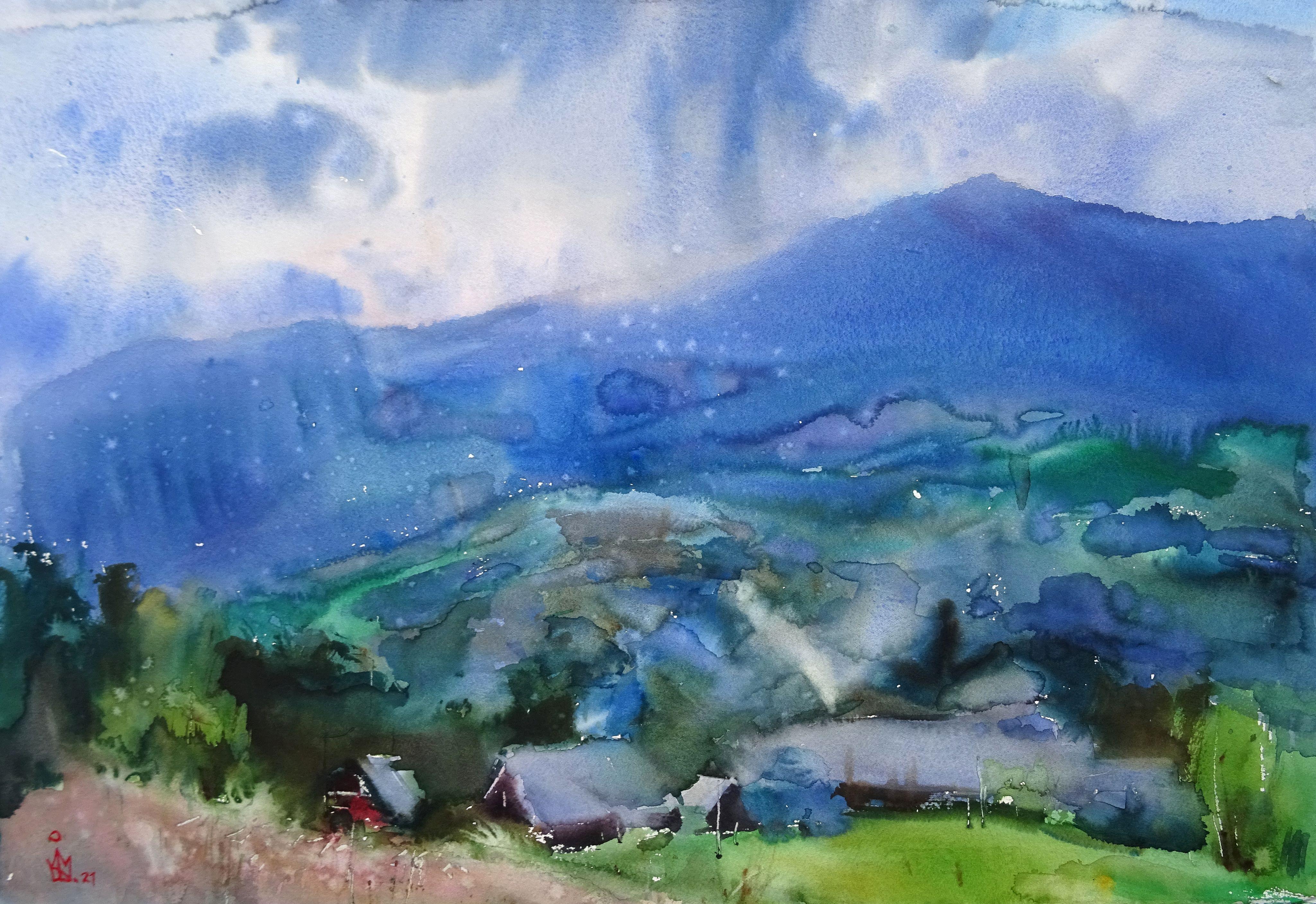 ''Sera a Vyshka'', Pittura, Acquerello su carta