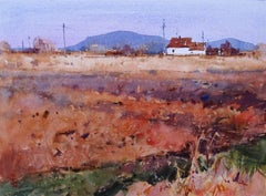 ''There is a hut behind the village'', Painting, Watercolor on Paper