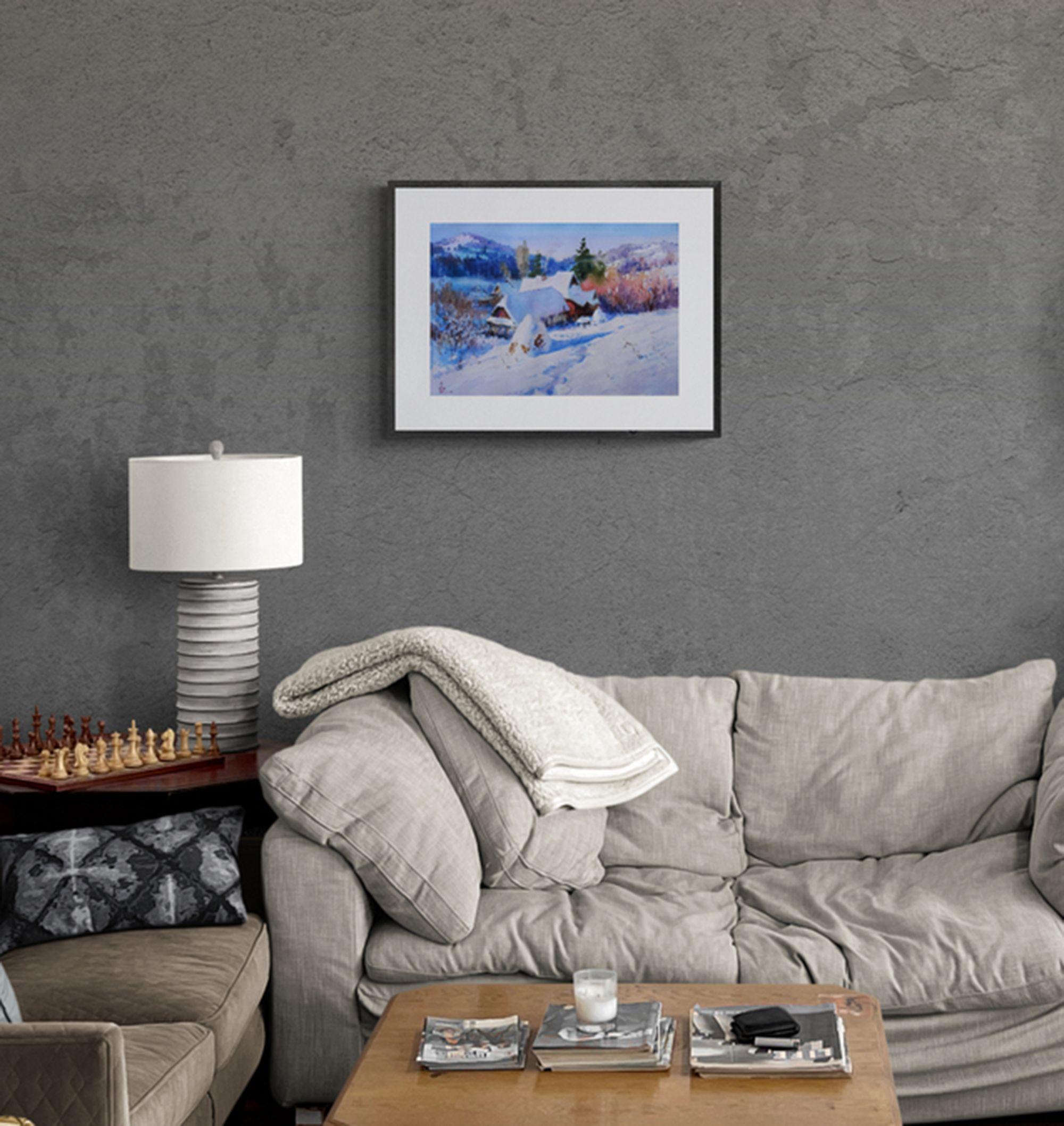 Excellent piece of original art.  Handmade Signed Painting.  Original watercolor painting by Ukrainian artist Maksym Kisilov    Title: ''Snowy''  Size: 16.1