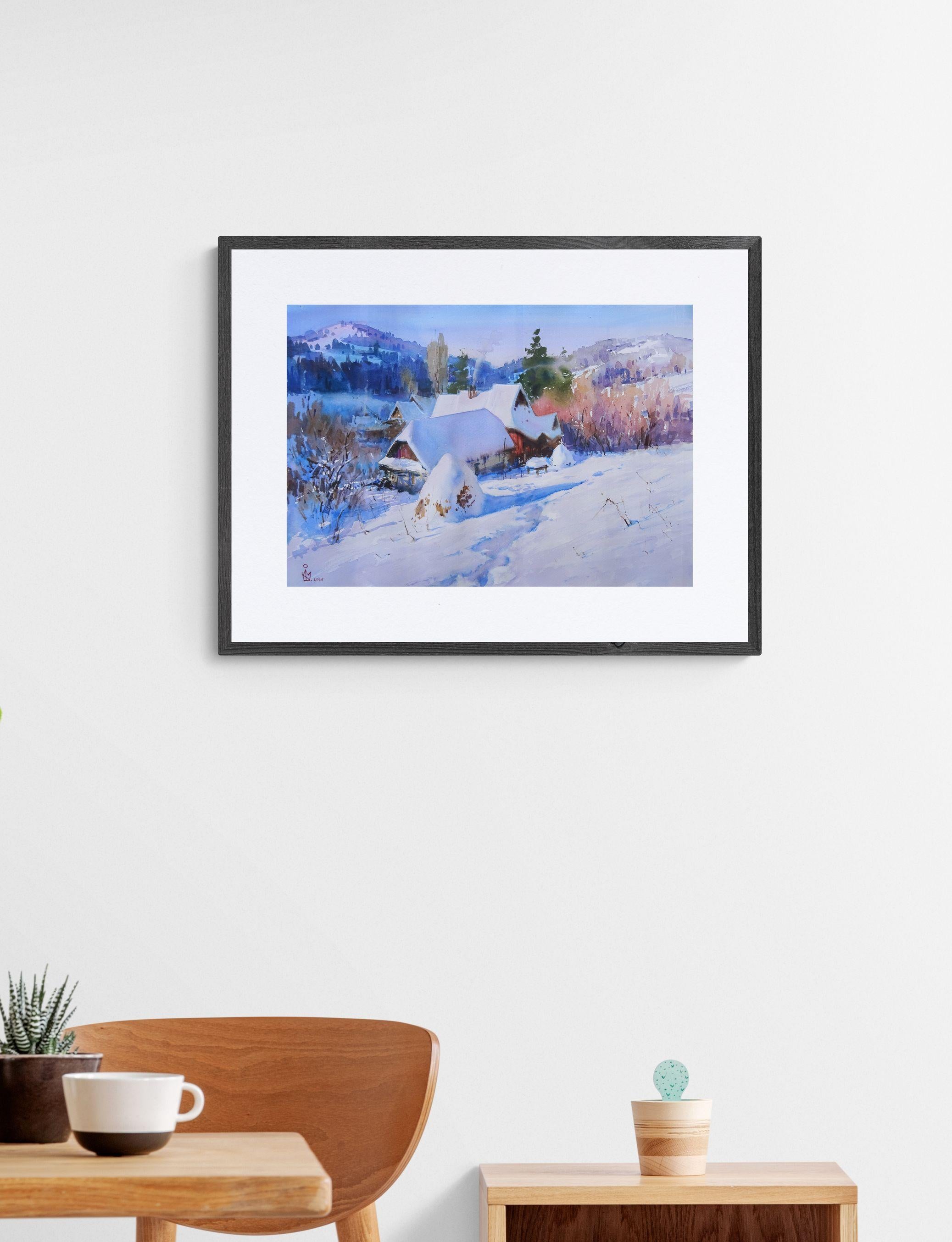 ''Snowy'', Painting, Watercolor on Paper For Sale 1