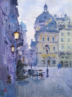 "A cozy evening in Lviv", Painting, Watercolor on Paper