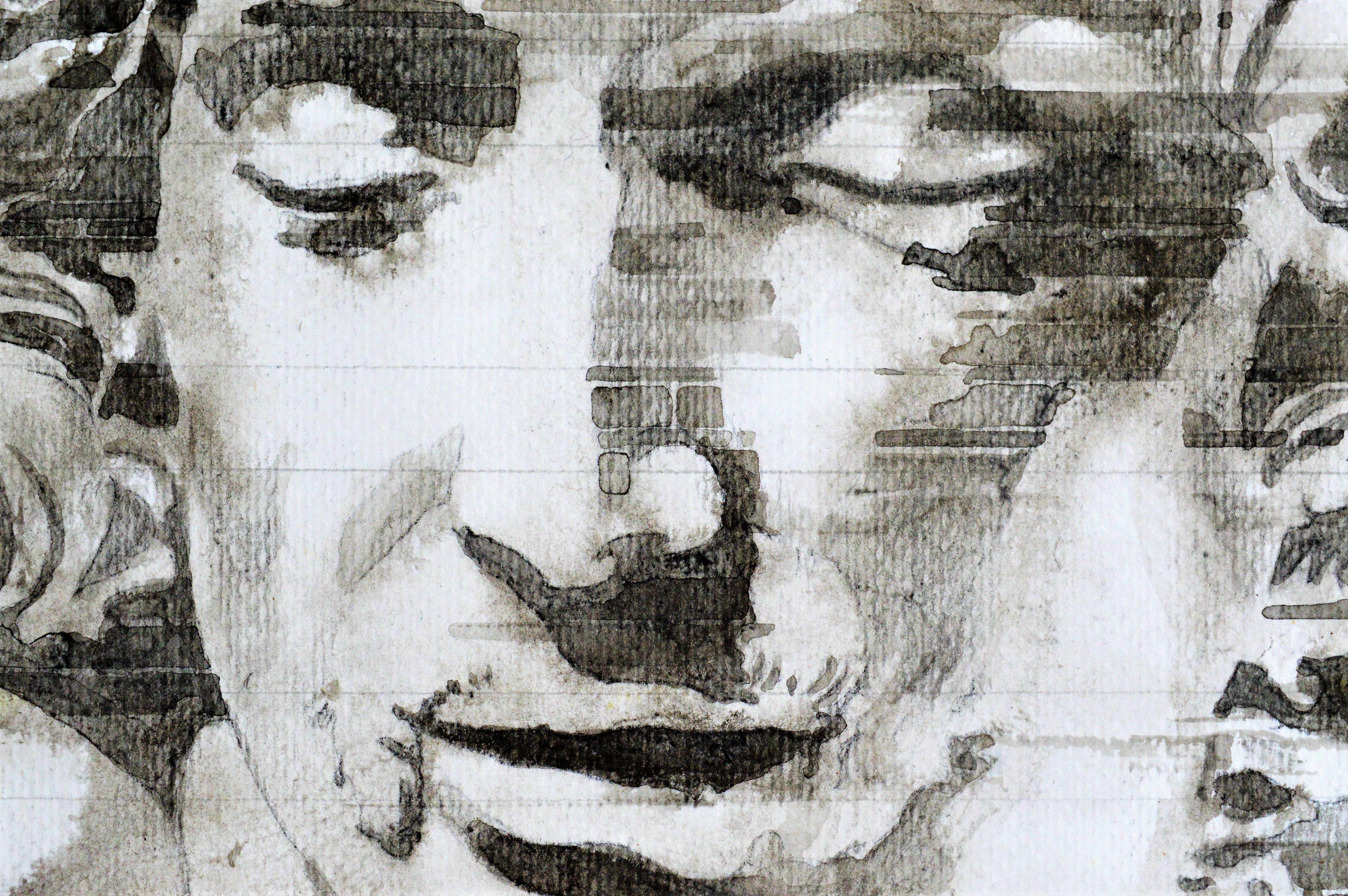 Interpretation I Jesus, Drawing, Pen & Ink on Watercolor Paper For Sale 1