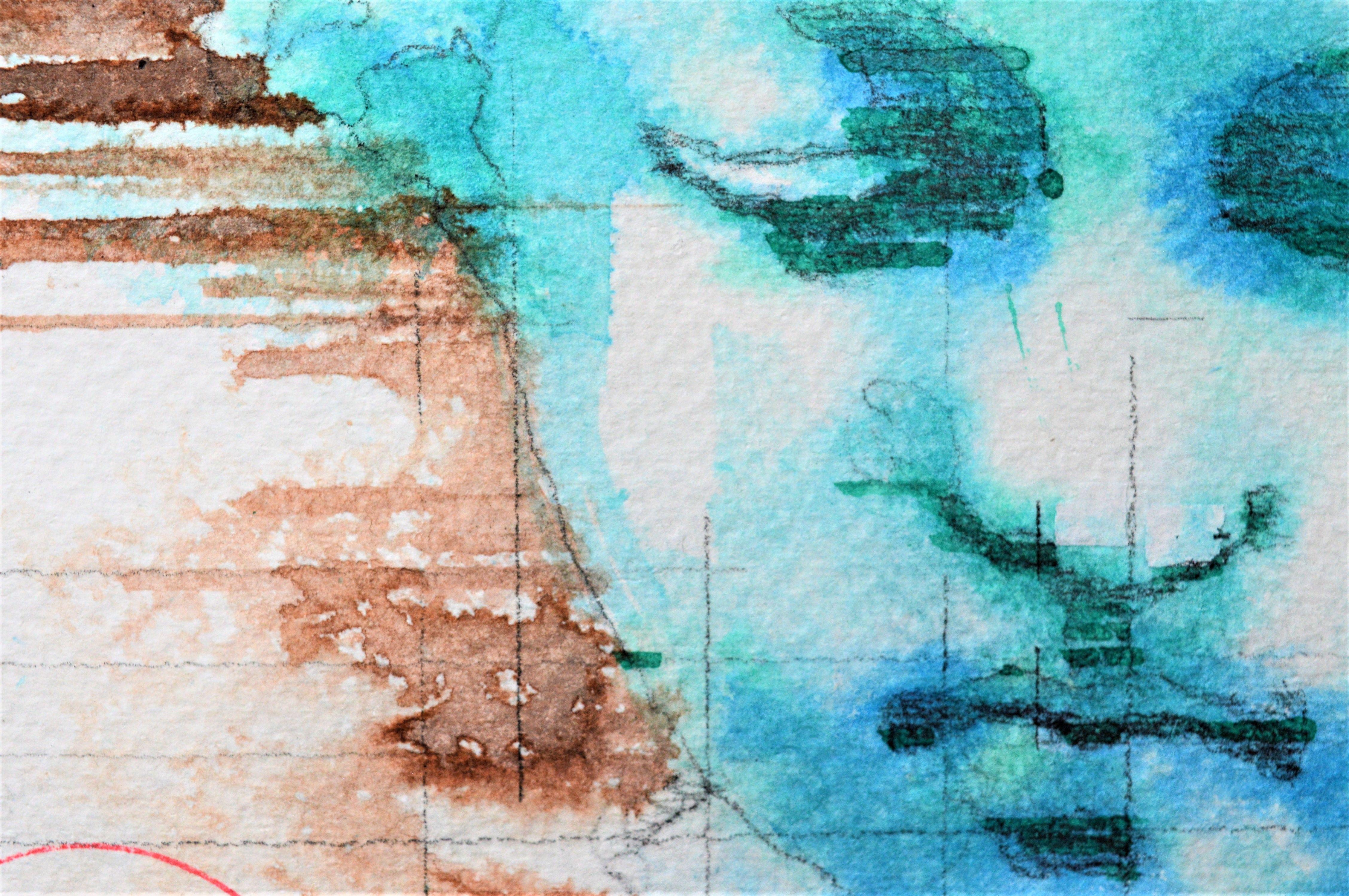 Interpretation I Dreamy Maiden, Drawing, Pen & Ink on Watercolor Paper For Sale 1
