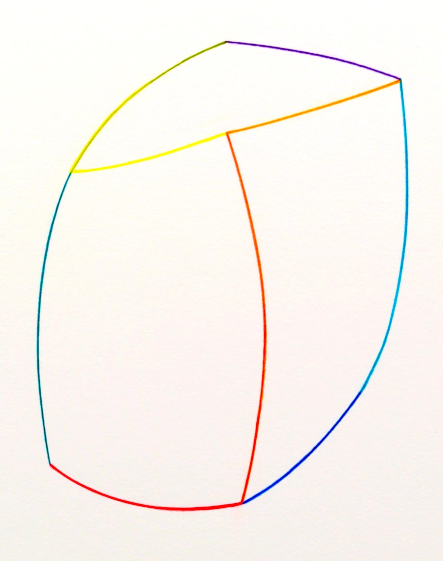  Original Modern / Minimal Colored Pencil Line Drawing on French Arches 140lb. Hot Press Watercolor Paper, Lascaux Archival Fixative Protective Coating    Sheet Size: 12 x 14 Inches    Image Size: 5.375 W x 6.650 H Inches      THIS PIECE IS