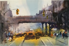Used Yellow Taxi, Painting, Watercolor on Paper