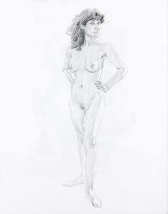 2017111503 Femme avec des mains sur les hanches, dessin, fusain sur papier