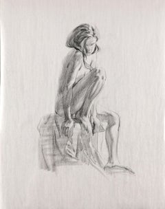 2017031502 Seated Girl, Drawing, Charcoal on Paper