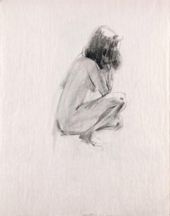 2017031501 Crouching Female, Drawing, Charcoal on Paper