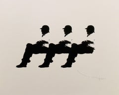 Tehos - Three men on a Bench 15, Drawing, Pen & Ink on Paper