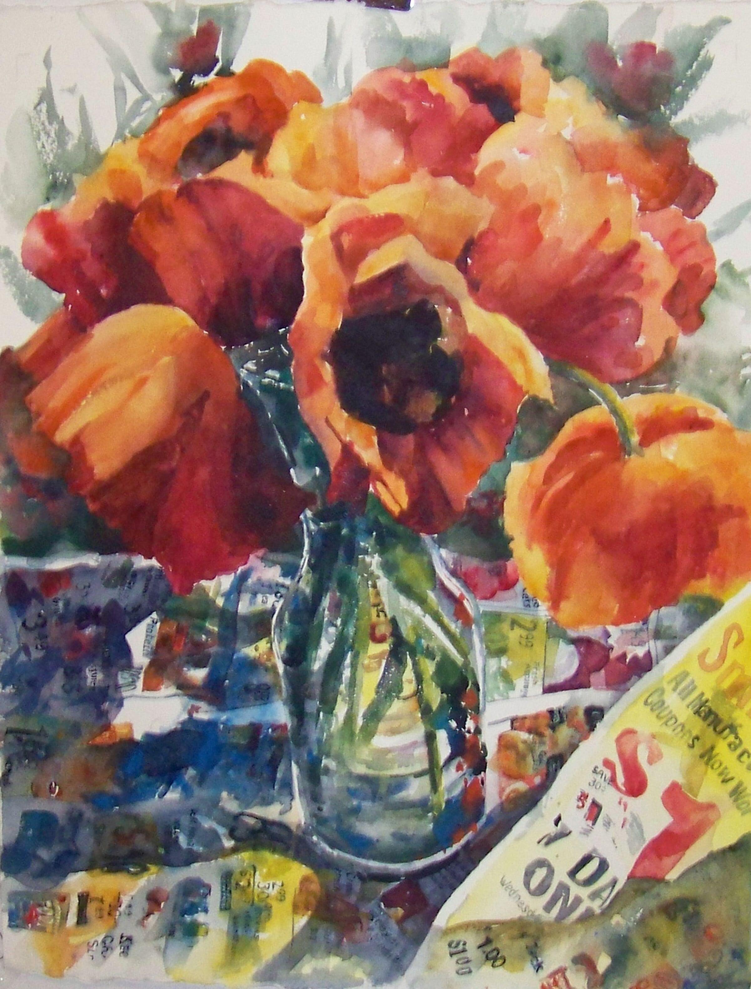 Pflanzgefäße, Papier und Farbe, Malerei, Aquarell auf Papier – Art von Terrece Beesley