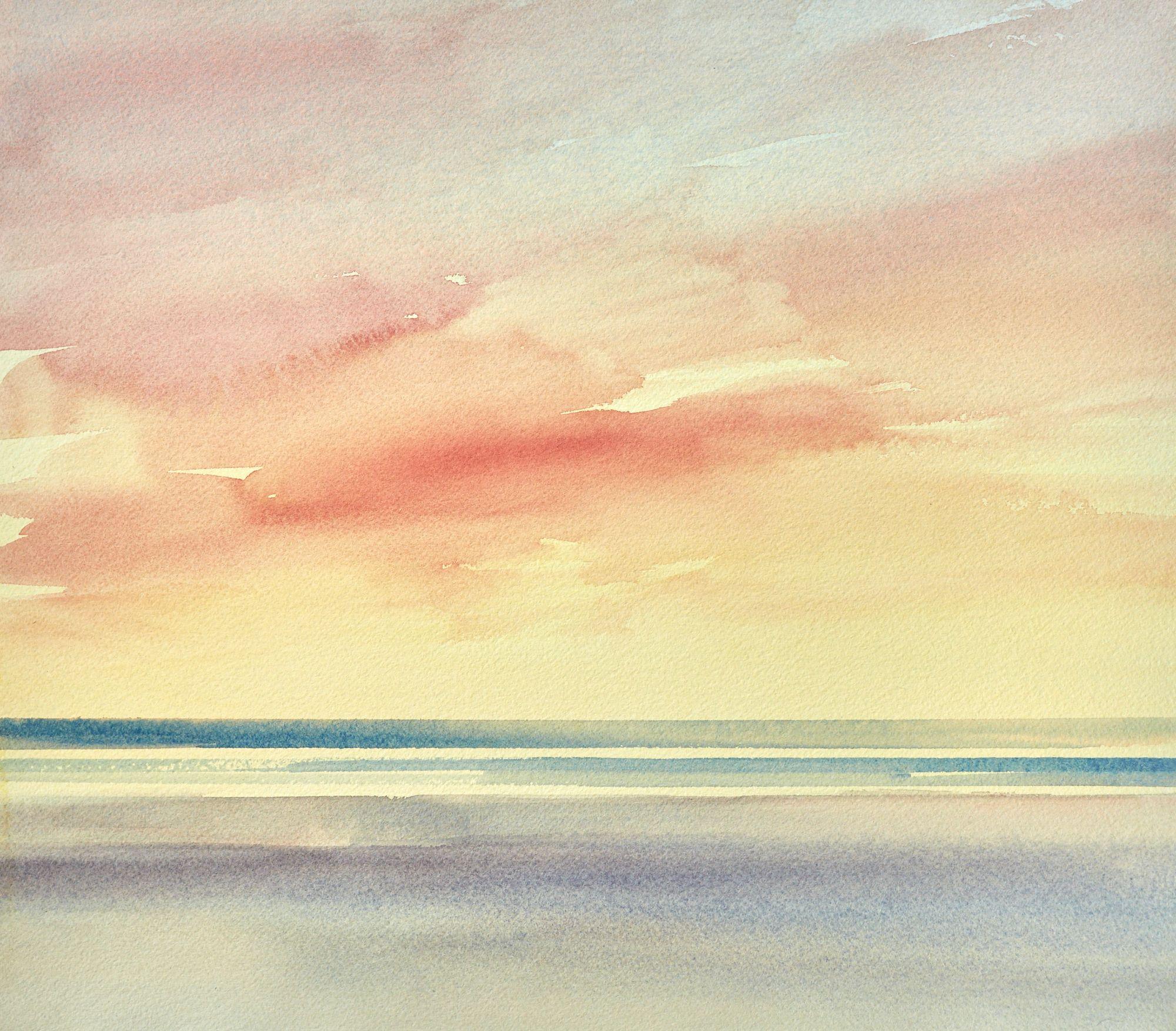 Orilla crepuscular, Pintura, Acuarela sobre papel - Art de Timothy Gent